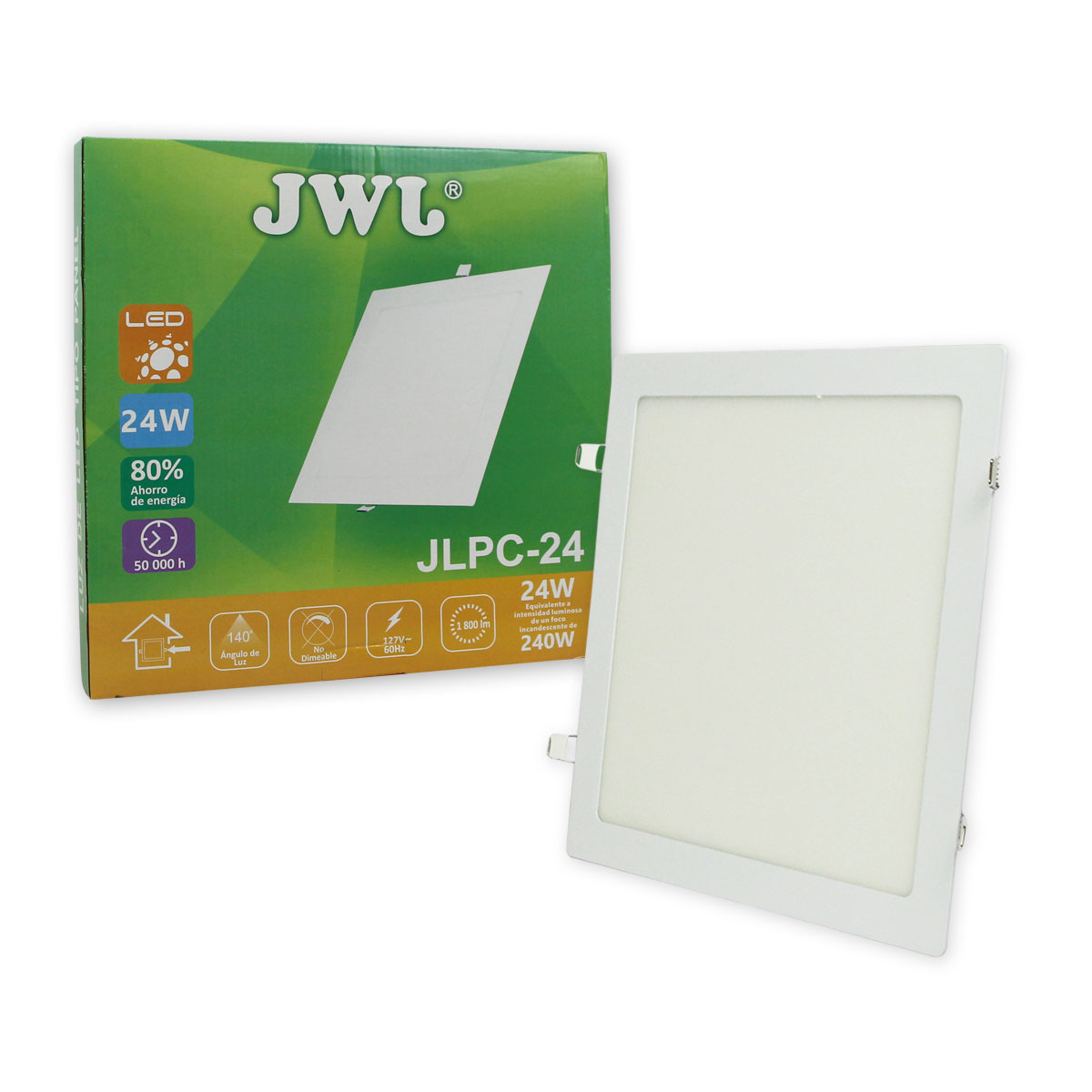 Lampara led de empotrar cuadrada luz cálida 24w marca jwj