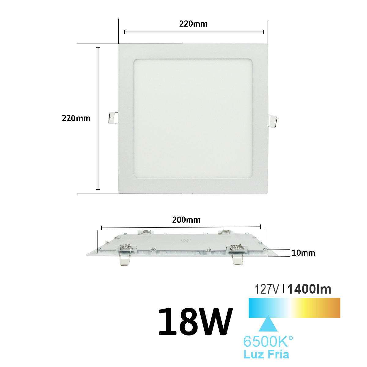 Lampara led de empotrar cuadrada luz cálida 18w marca jwj