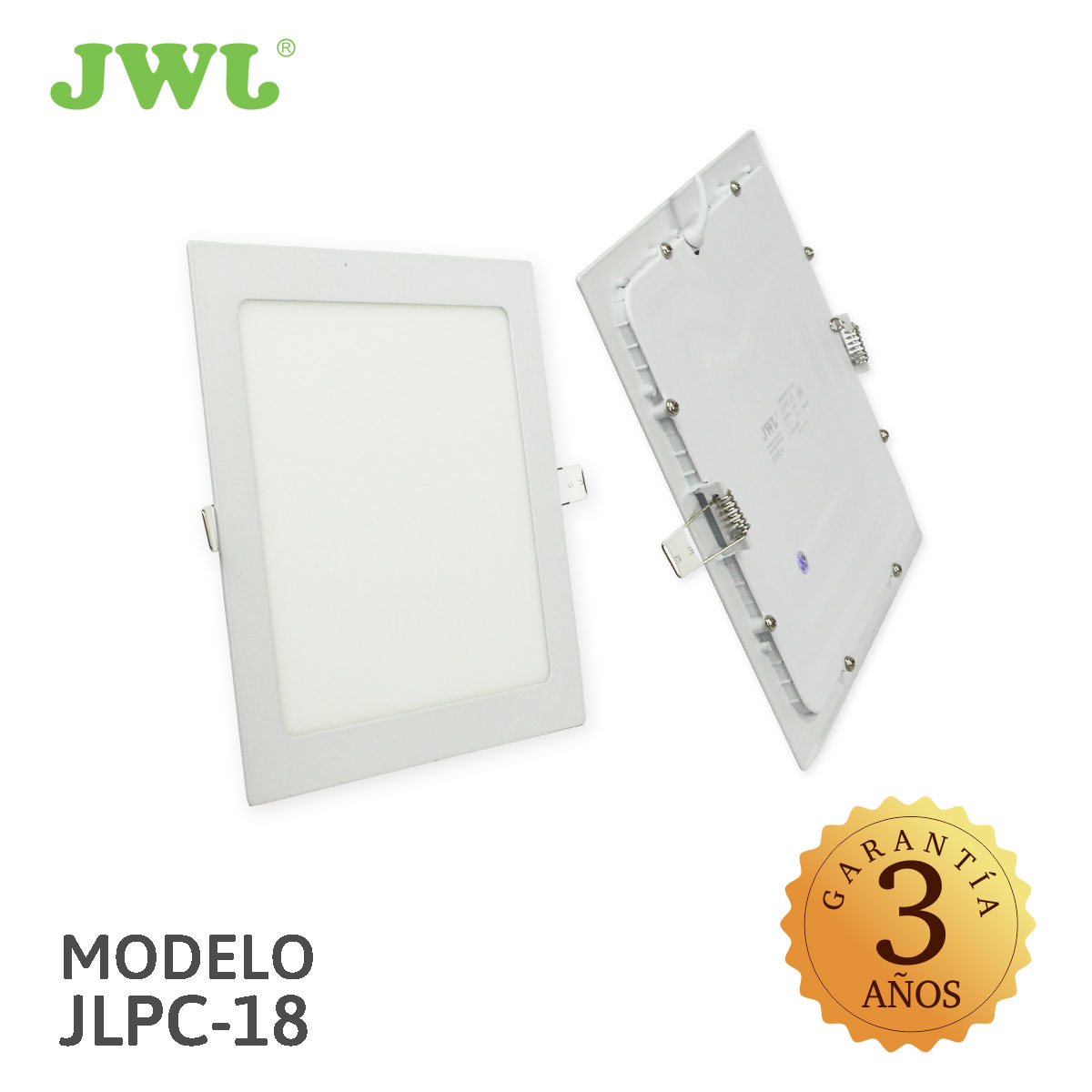 Lampara led de empotrar cuadrada luz cálida 18w marca jwj