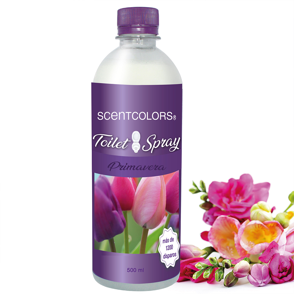 SCENT COLORS - Toilet Spray para antes de ir al baño - 500ml Aromatizante para WC - Bloquea malos olores en el baño no los disimula - Ideal para baños de casa y oficina (500 ml, Primavera)