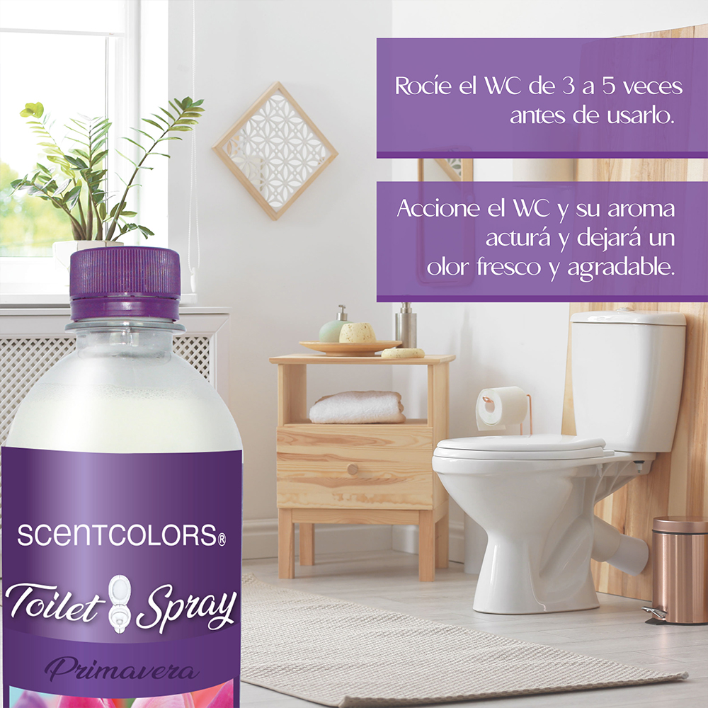 SCENT COLORS - Toilet Spray para antes de ir al baño - 500ml Aromatizante para WC - Bloquea malos olores en el baño no los disimula - Ideal para baños de casa y oficina (500 ml, Primavera)