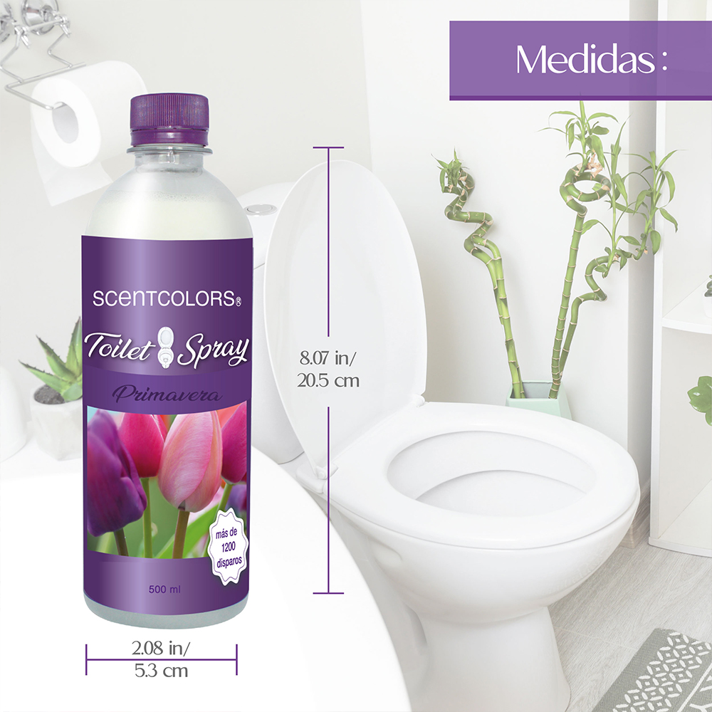 SCENT COLORS - Toilet Spray para antes de ir al baño - 500ml Aromatizante para WC - Bloquea malos olores en el baño no los disimula - Ideal para baños de casa y oficina (500 ml, Primavera)