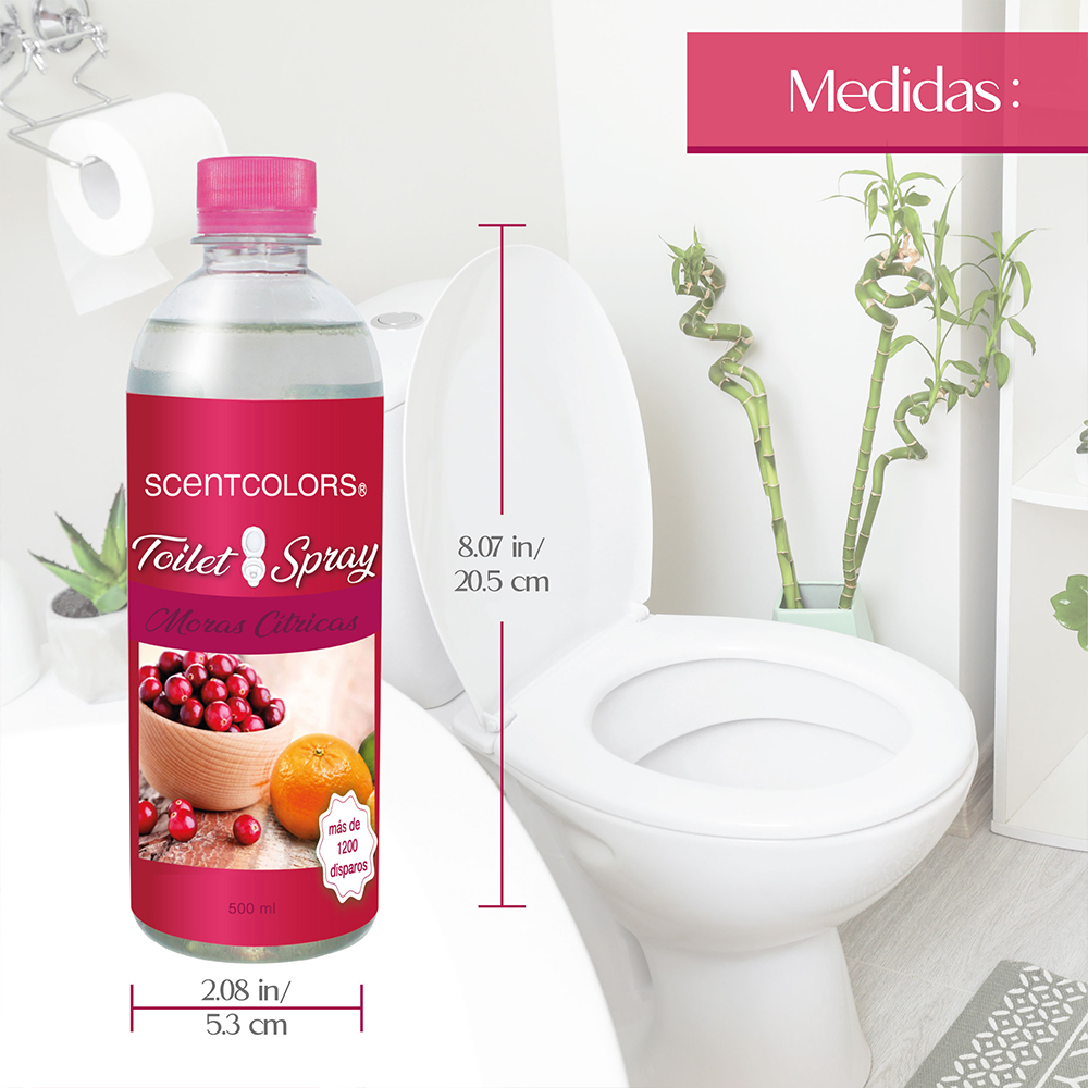 SCENT COLORS - Toilet Spray para antes de ir al baño - 500ml Aromatizante para WC - Bloquea malos olores en el baño no los disimula - Ideal para baños de casa y oficina (500 ml, Moras Citricas).