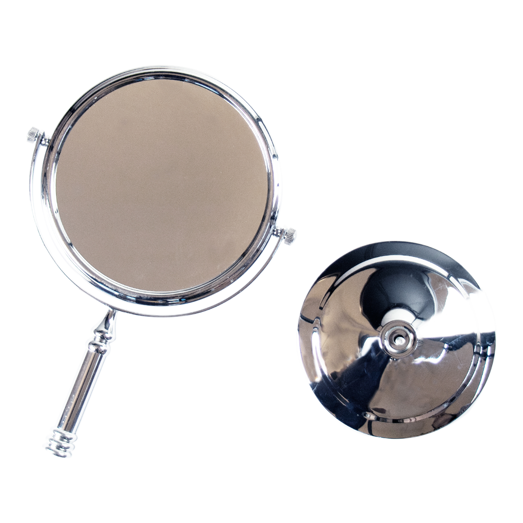 CNX Espejo de Acero Inoxidable de 6 Pulgadas Con Base (Espejo para maquillaje y de baño)