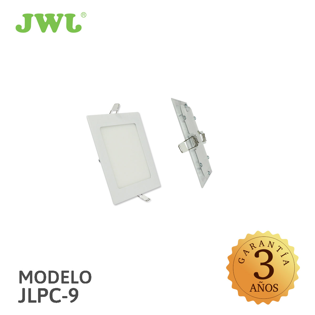 Lampara led de empotrar cuadrada luz blanca 9w marca jwj