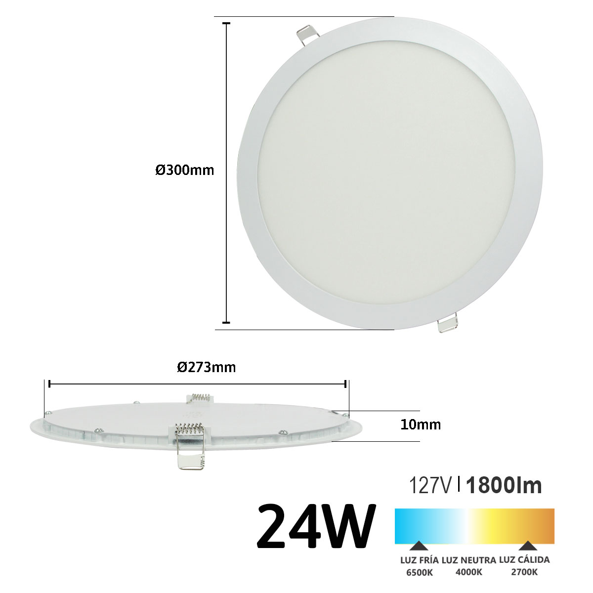 Lampara led de empotrar redonda luz cálida 24w marca jwj