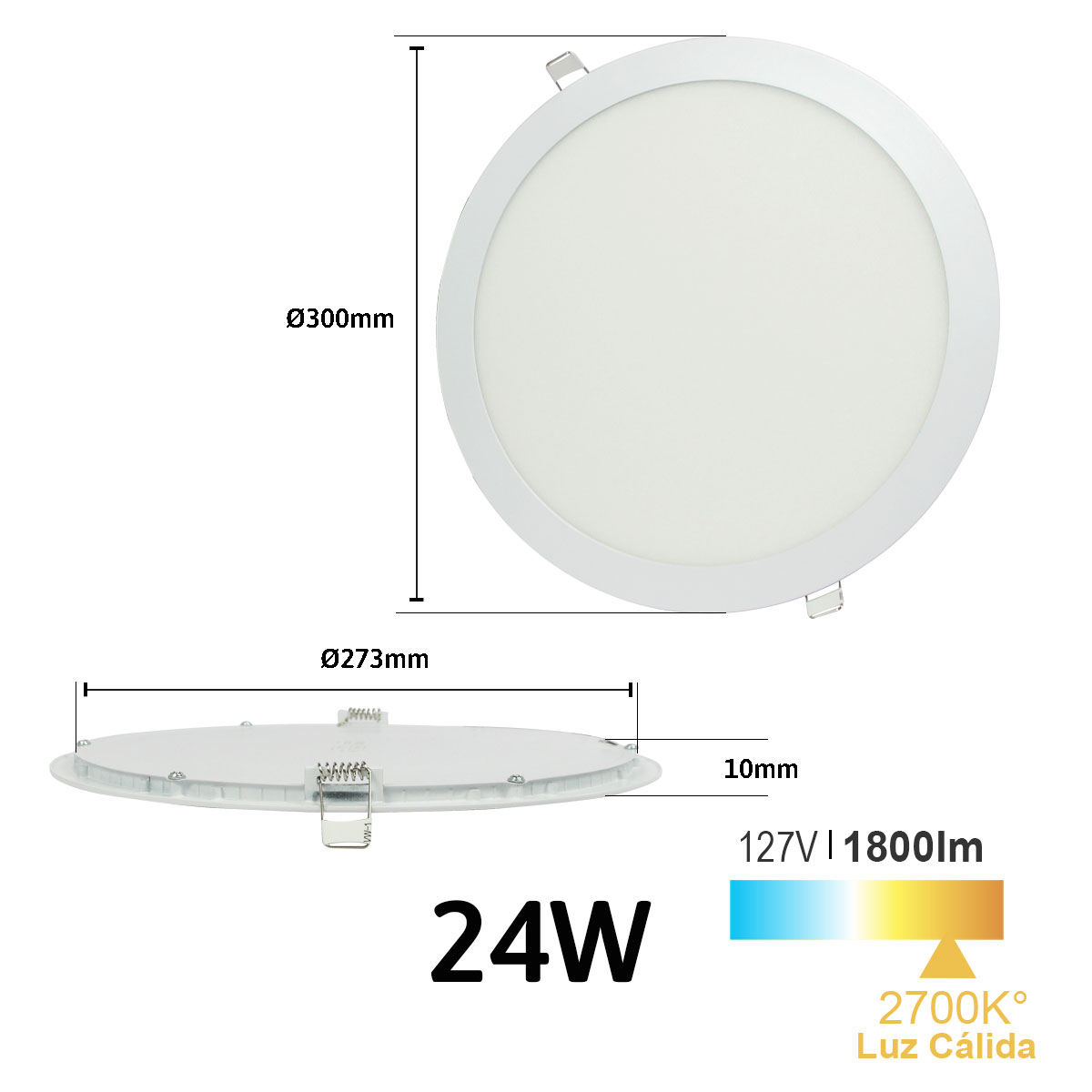 Lampara led de empotrar redonda luz cálida 24w marca jwj