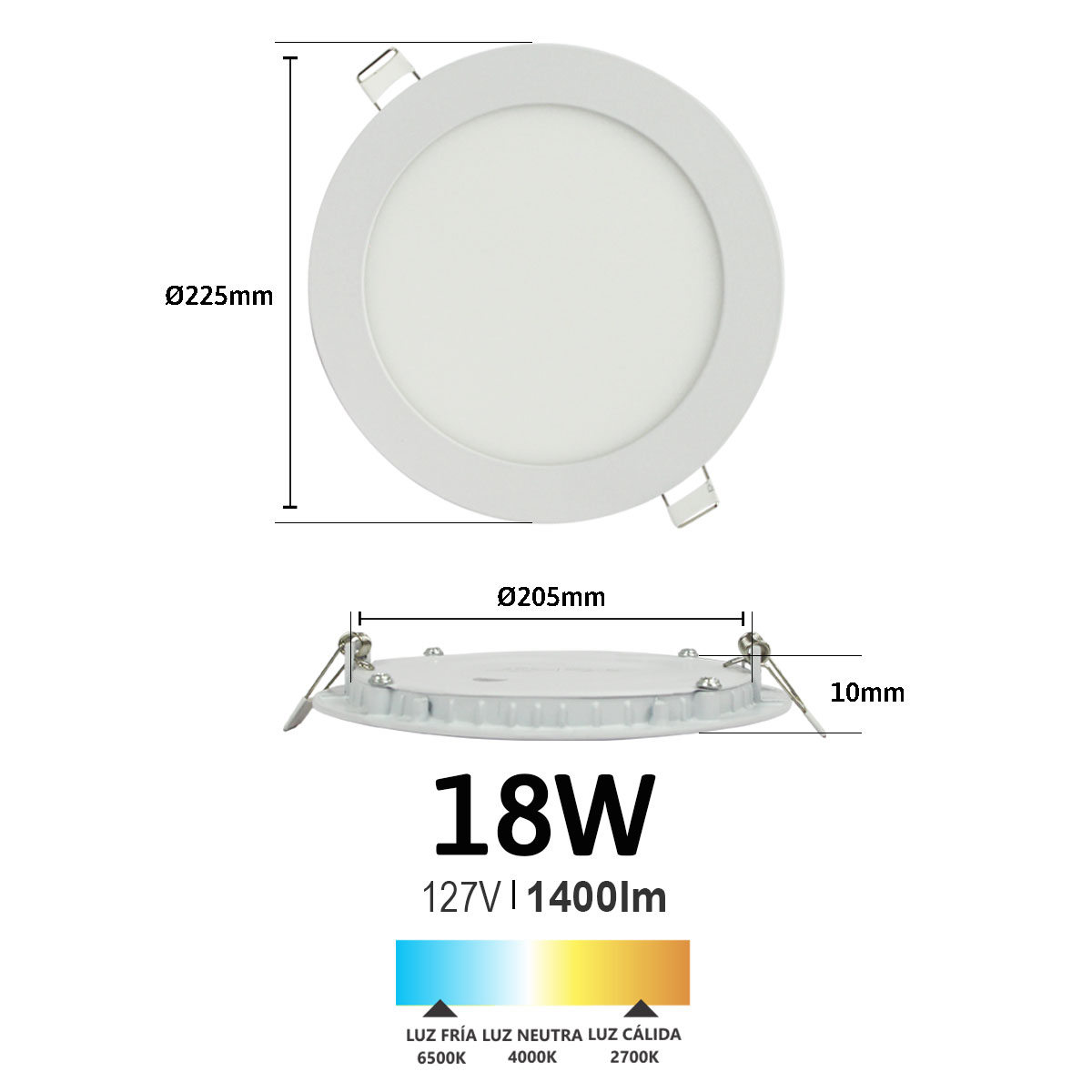 Lampara led de empotrar redonda luz cálida 18w marca jwj