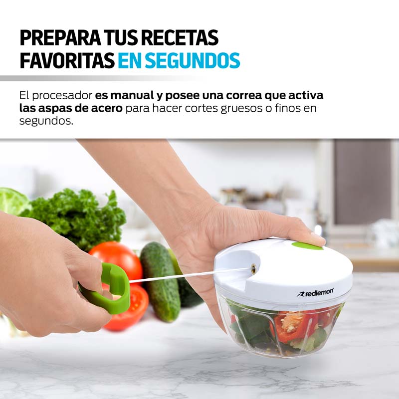 Procesador de Alimentos Manual Cortador de Verduras Picador 400 ml Redlemon