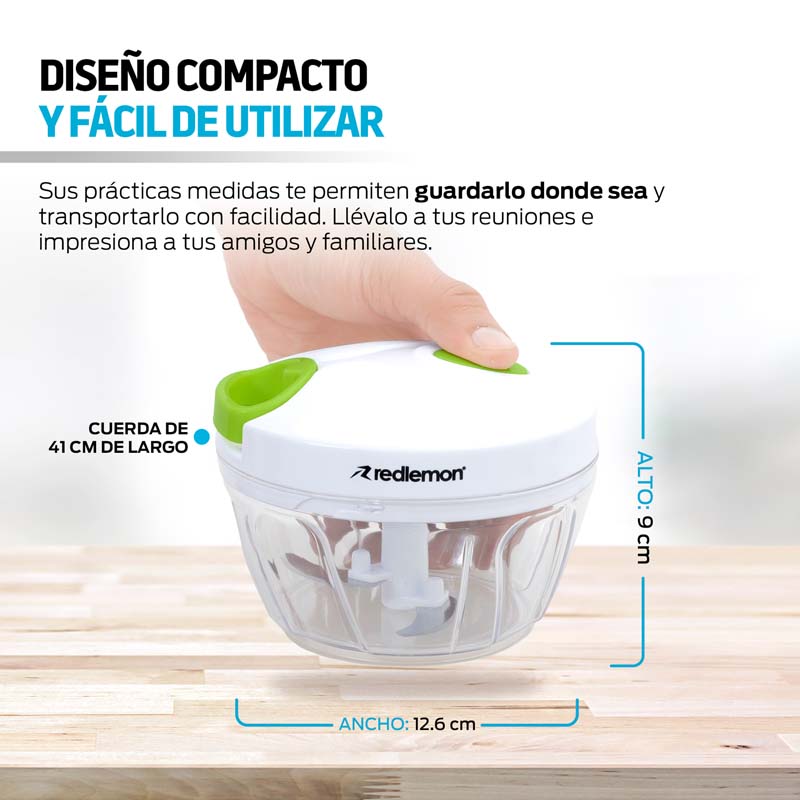 Procesador de Alimentos Manual Cortador de Verduras Picador 400 ml Redlemon