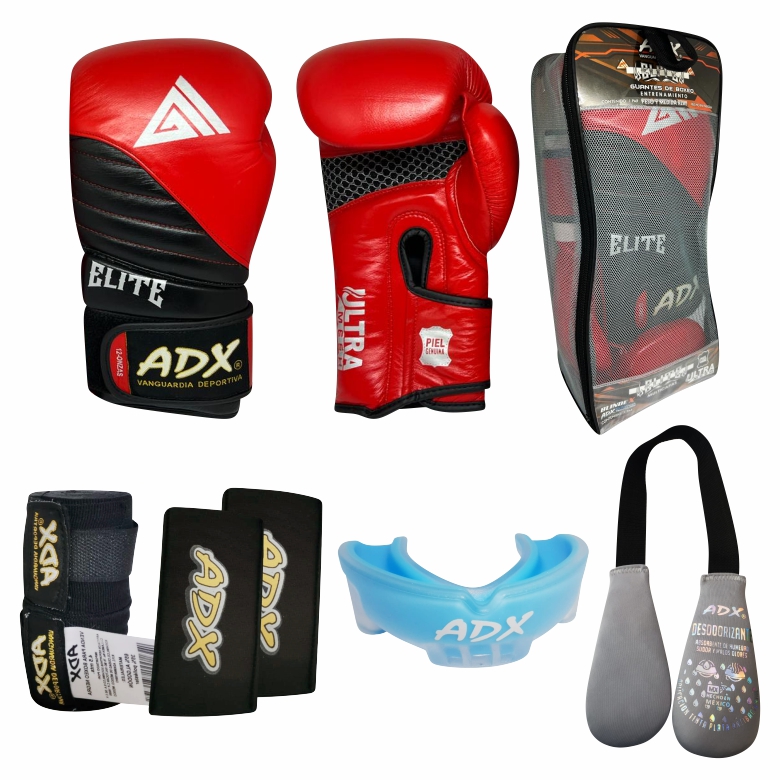 Kit de Guantes de Box Elite Piel Real Multicapas + Accesorios