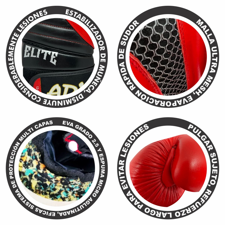 Kit de Guantes de Box Elite Piel Real Multicapas + Accesorios