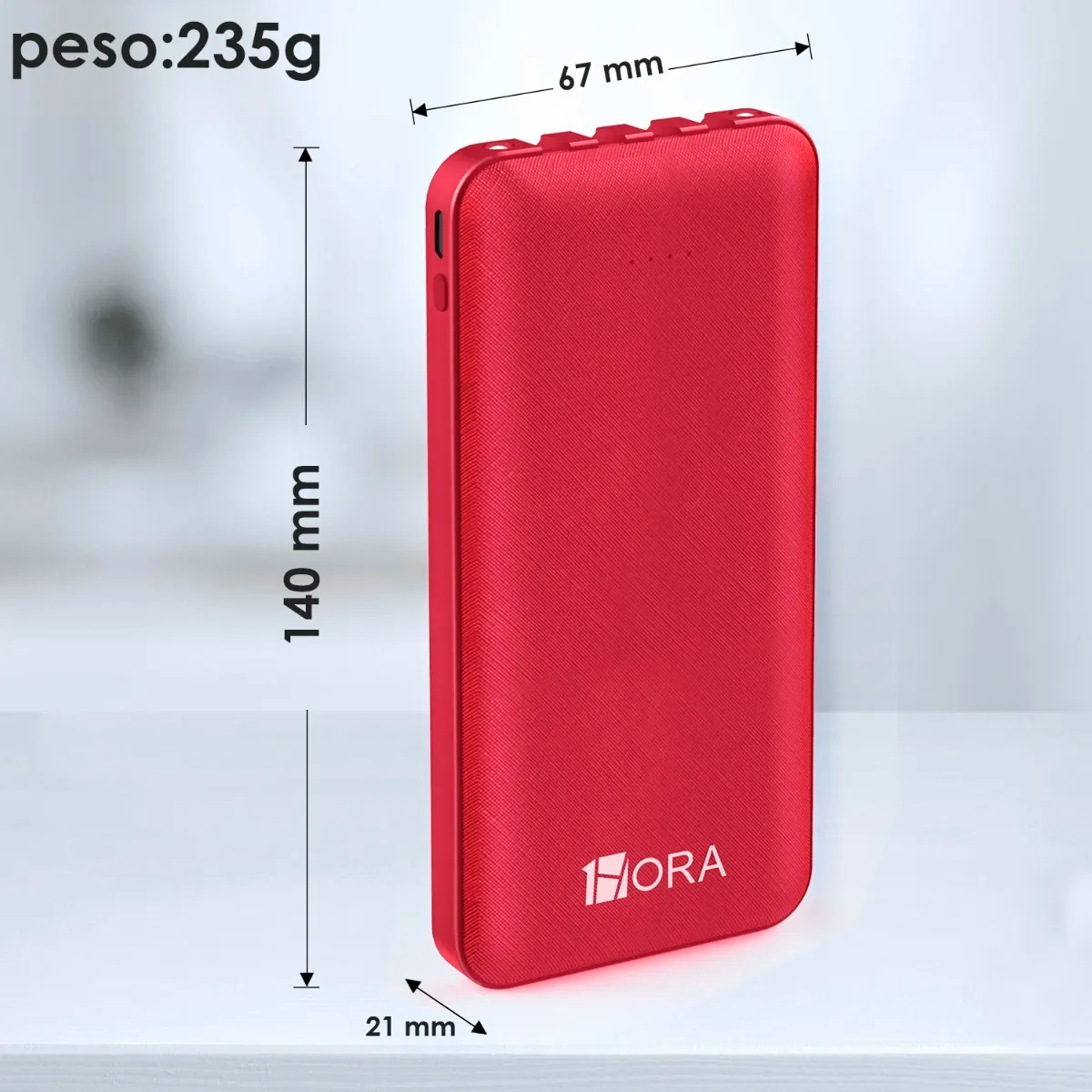 Power Bank Batería Portátil Con Lampara 10000 mah 1hora Pila Portatil Compatibilidad Universal Color Rojo