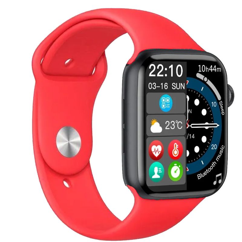 Smartwatch T500+ PRO, Pantalla Completa, APP Hiwatch, Serie 6, ROJO mejor que t500 normal y t500 plus