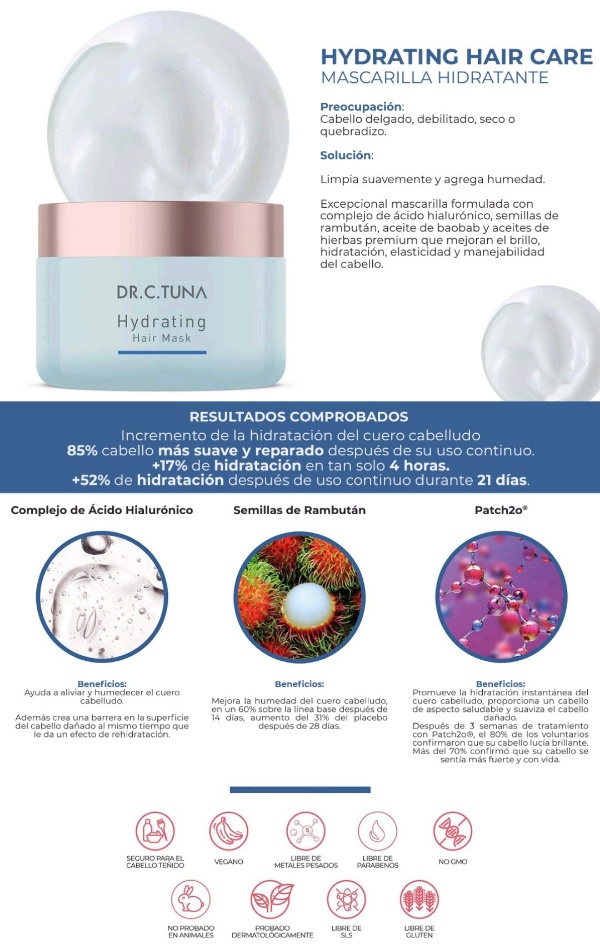 Mascarilla Capilar Hidratante by Farmasi Ácido Hialurónico .