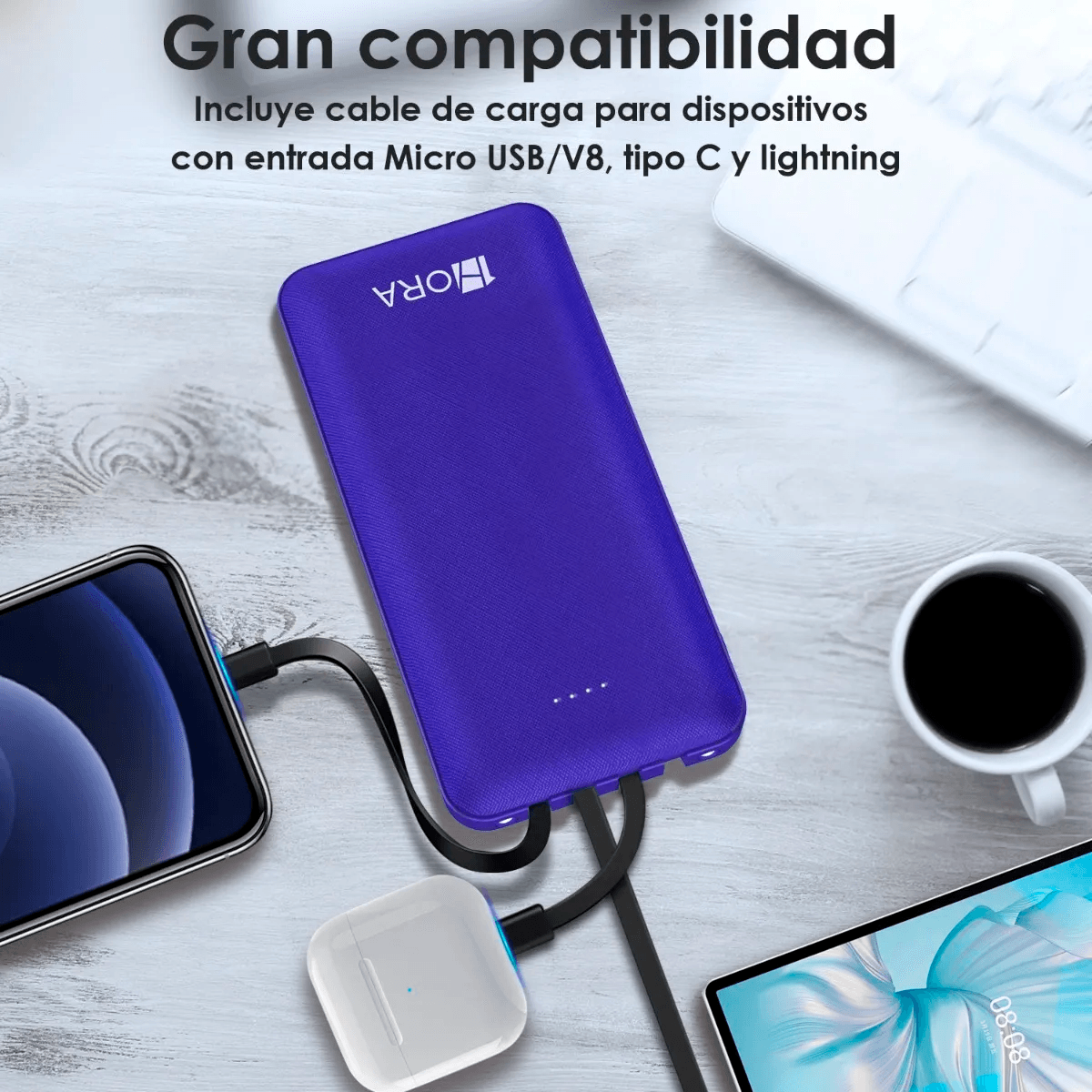 Power Bank Pila Bateria Portatil 10000mah Azul Malubero Malu1370