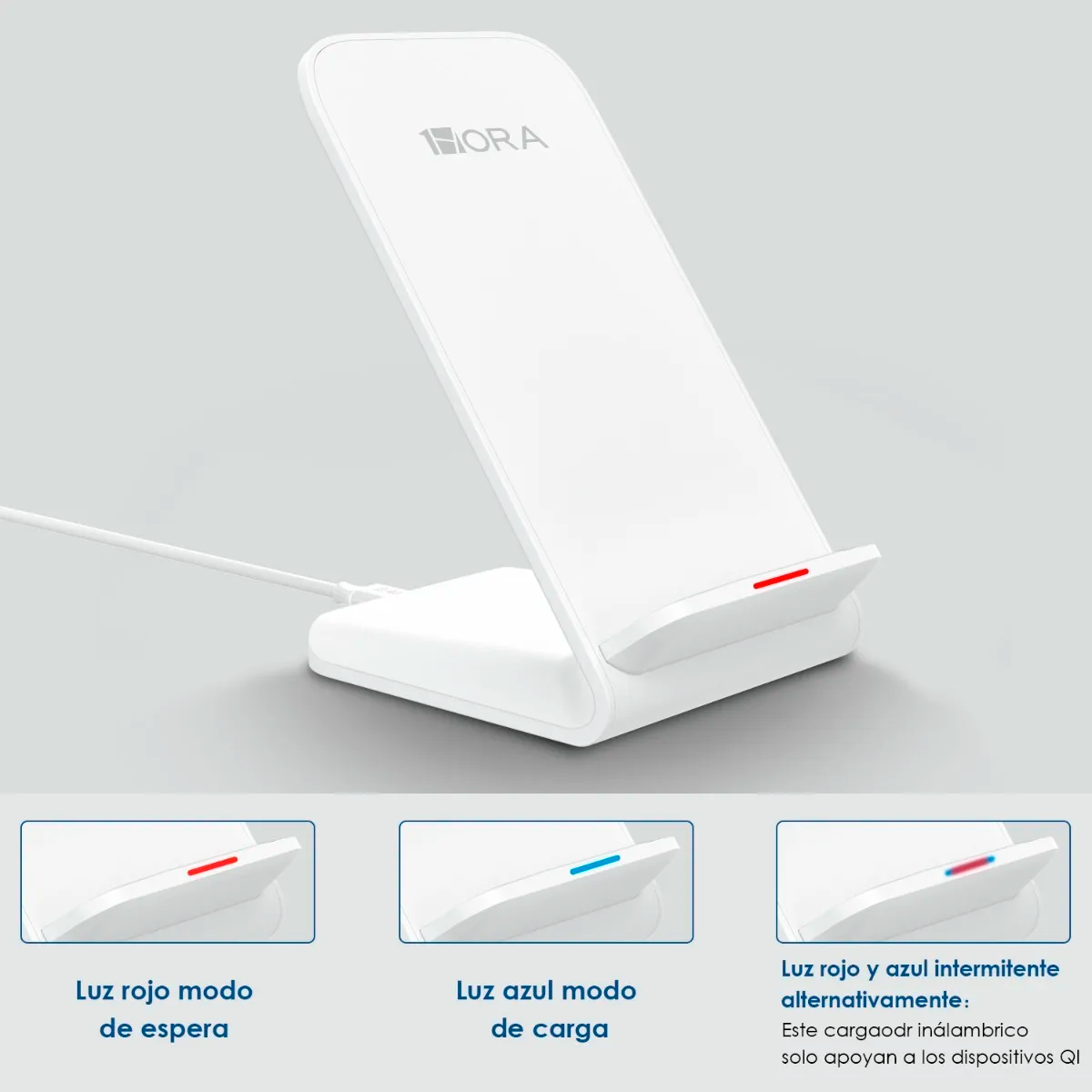 Cargador Inalámbrico Qi Con Carga Veloz 10W Qc 3.0 Ip/sa 1 Hora Color Blanco