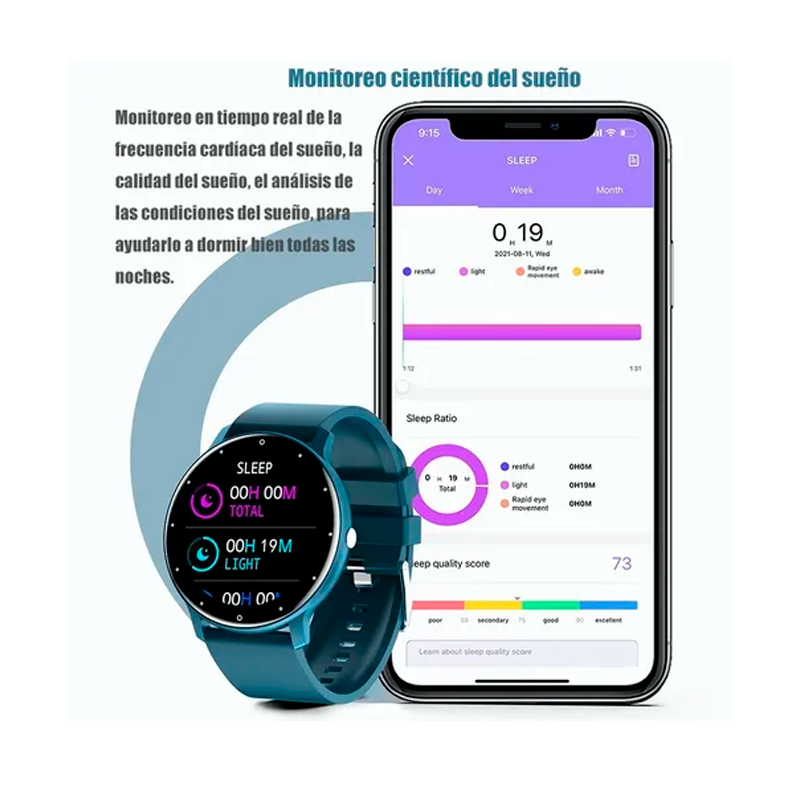 Reloj Inteligente Impermeable Bluetooth 1.28 Zl02 Color Azul SmartWatch 