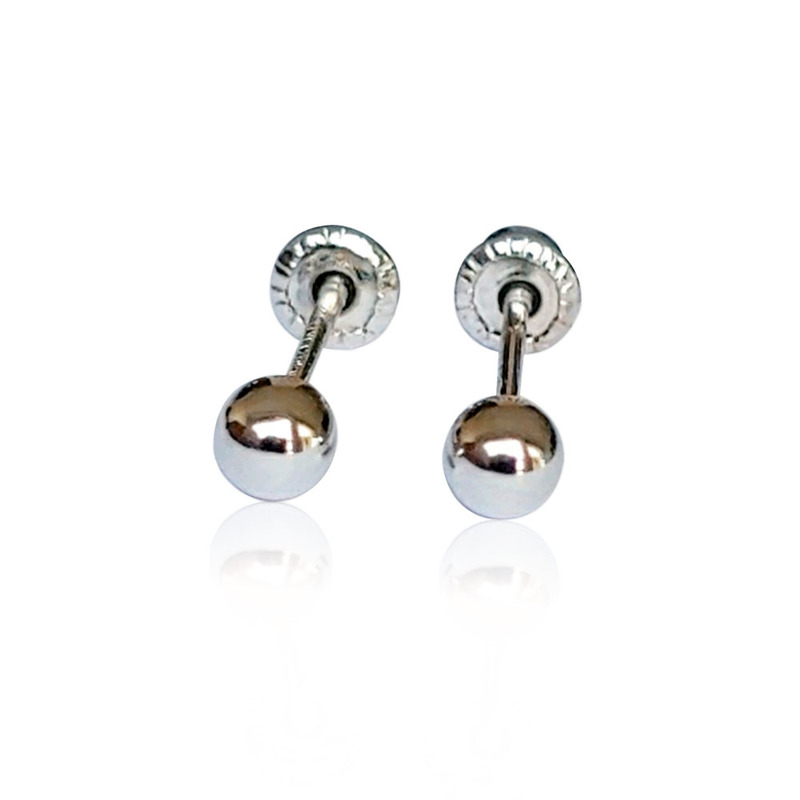 Aretes Dormilonas Authshine Oro blanco 14 kilates 3mm mujer