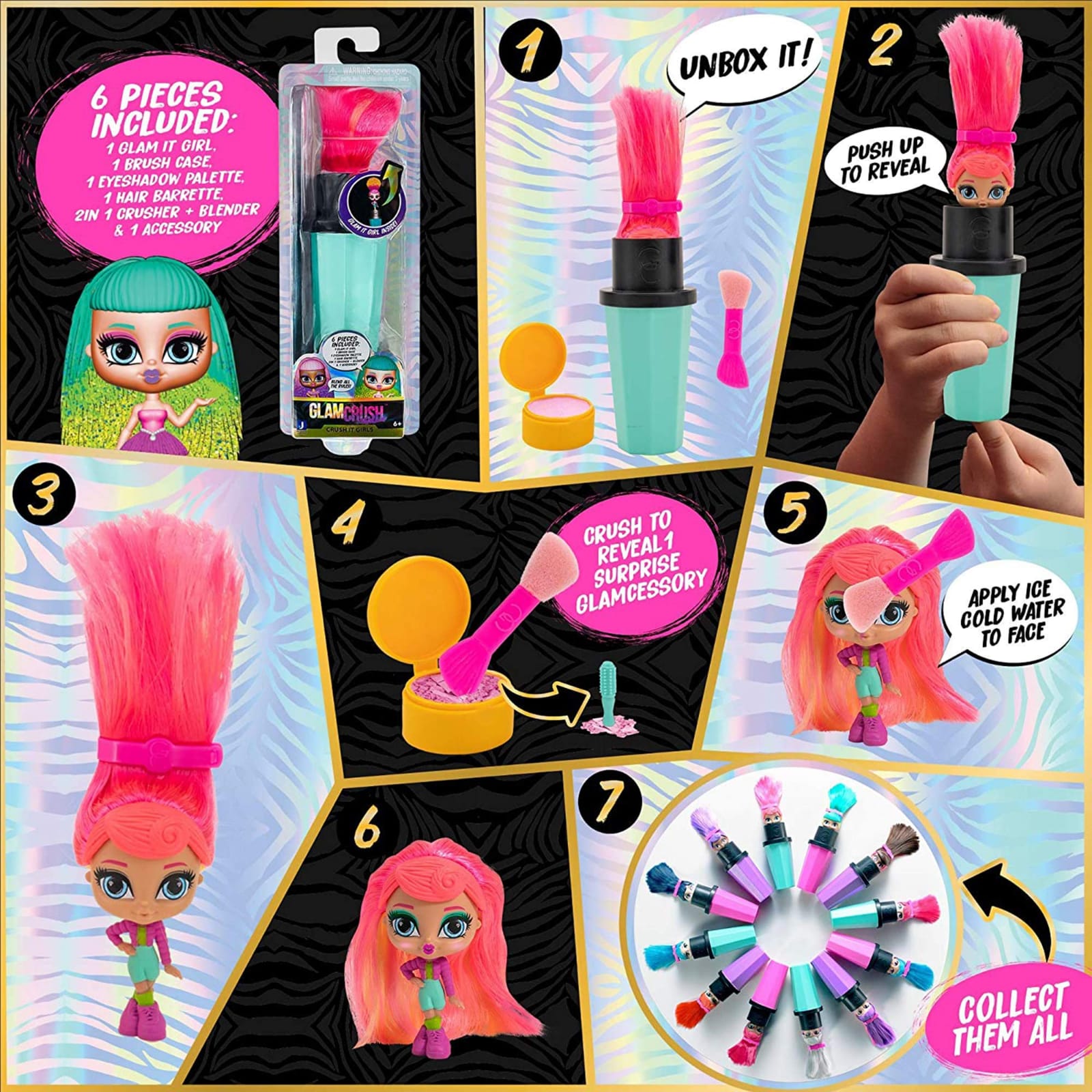 Glam Crush Figura De Lujo Juguete Morado Muñecas Colección