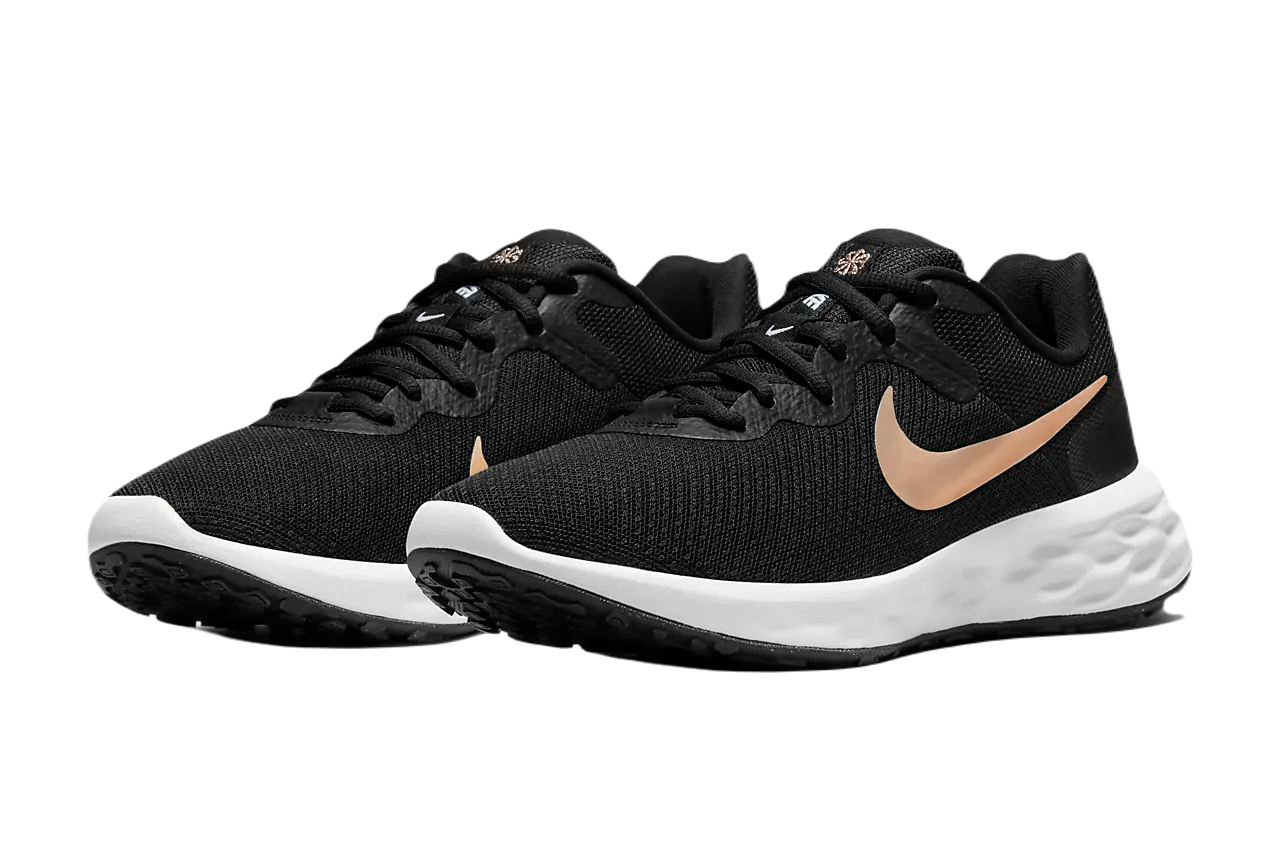 Tenis Nike Revolution 6 Next Nature Negro Oro Mujer DC3729-005