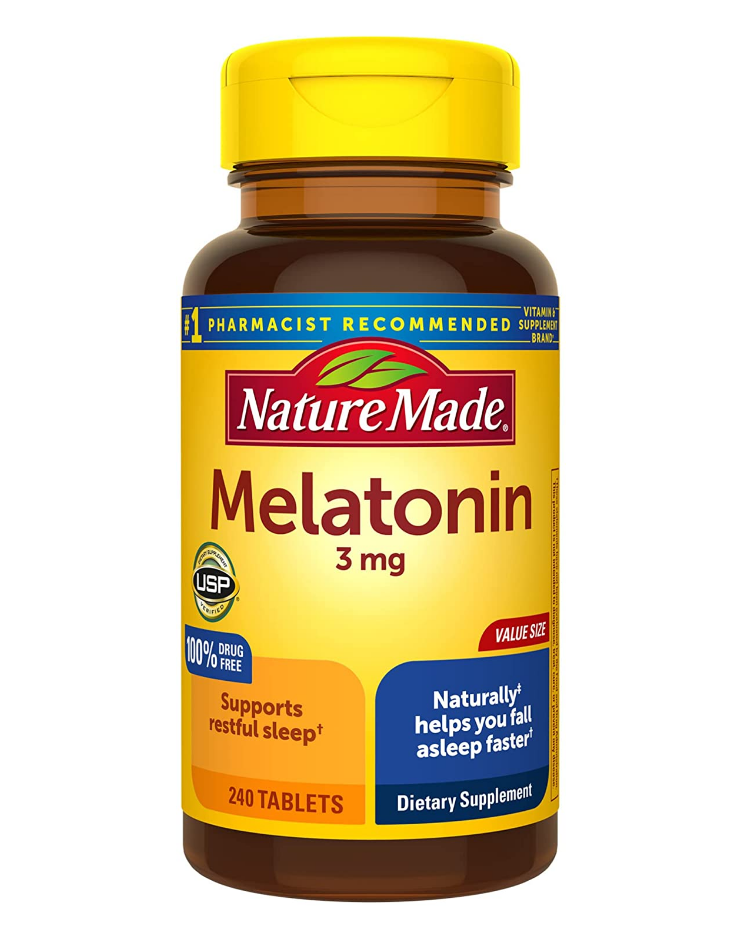 Nature Made Melatonin 3 mg 240 Tabletas Melatonina Sueño Relajante Descanso suplemento