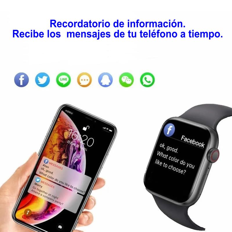 Smartwatch T500+ PRO, Pantalla Completa, APP Hiwatch, Serie 6, ROSA mejor que t500 normal y t500 plus 