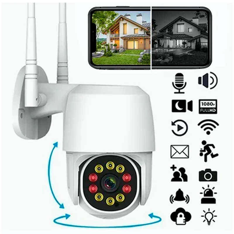 Cámara De Seguridad Panorámica De 1080p Hd Wifi 10 Led Camara de Vigilancia  360 Grados Sin Puntos Ciegos.