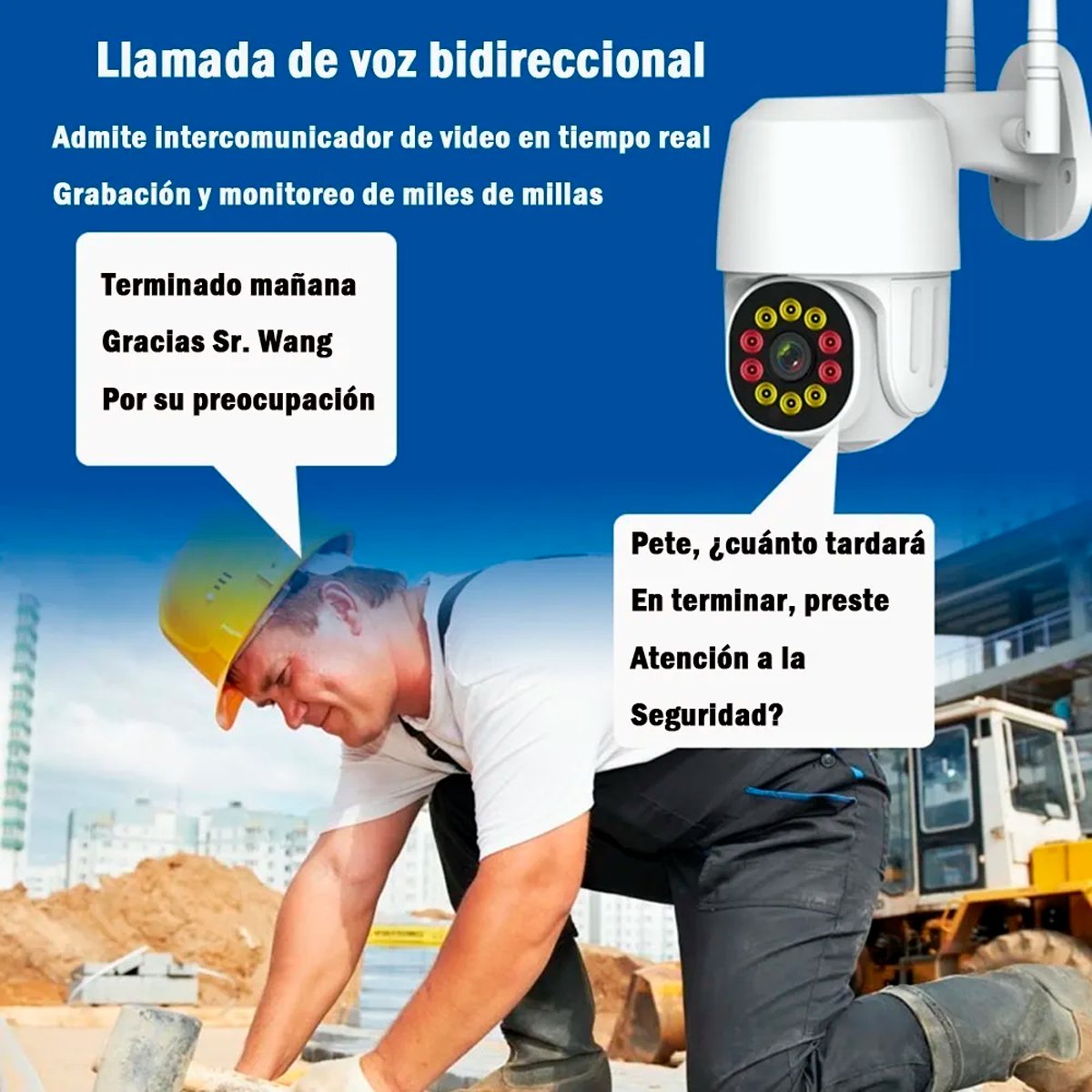 Cámara De Seguridad Panorámica De 1080p Hd Wifi 10 Led Camara de Vigilancia  360 Grados Sin Puntos Ciegos.