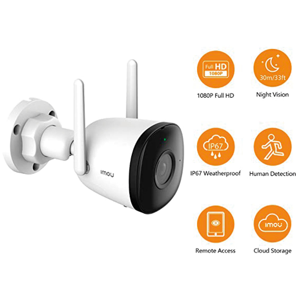 Cámara de seguridad inteligente para exteriores Imou Bullet 2C, monitoreo inteligente con visión nocturna Wi-Fi