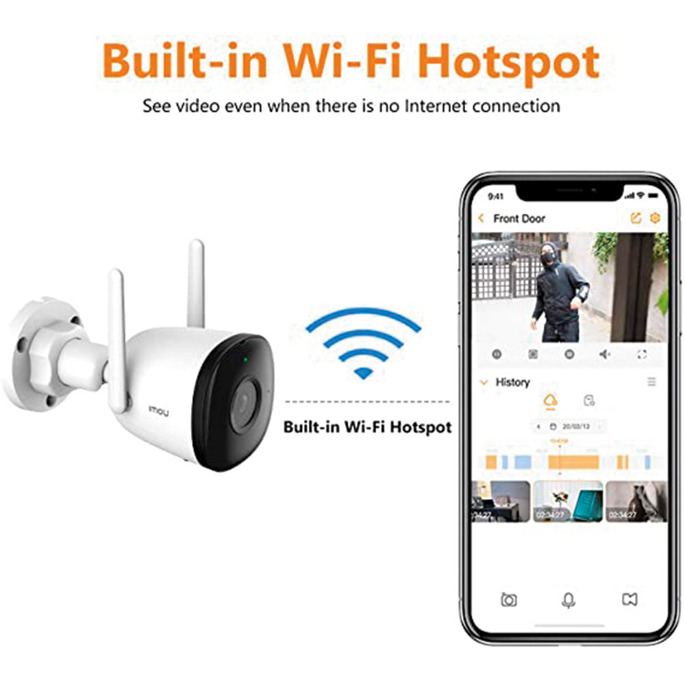Cámara de seguridad inteligente para exteriores Imou Bullet 2C, monitoreo inteligente con visión nocturna Wi-Fi