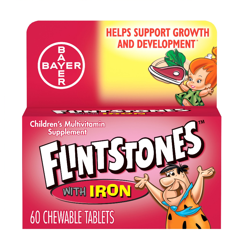 Flintstones con Hierro Multivitaminas para niños 60 pastillas masticables (Picapiedras)