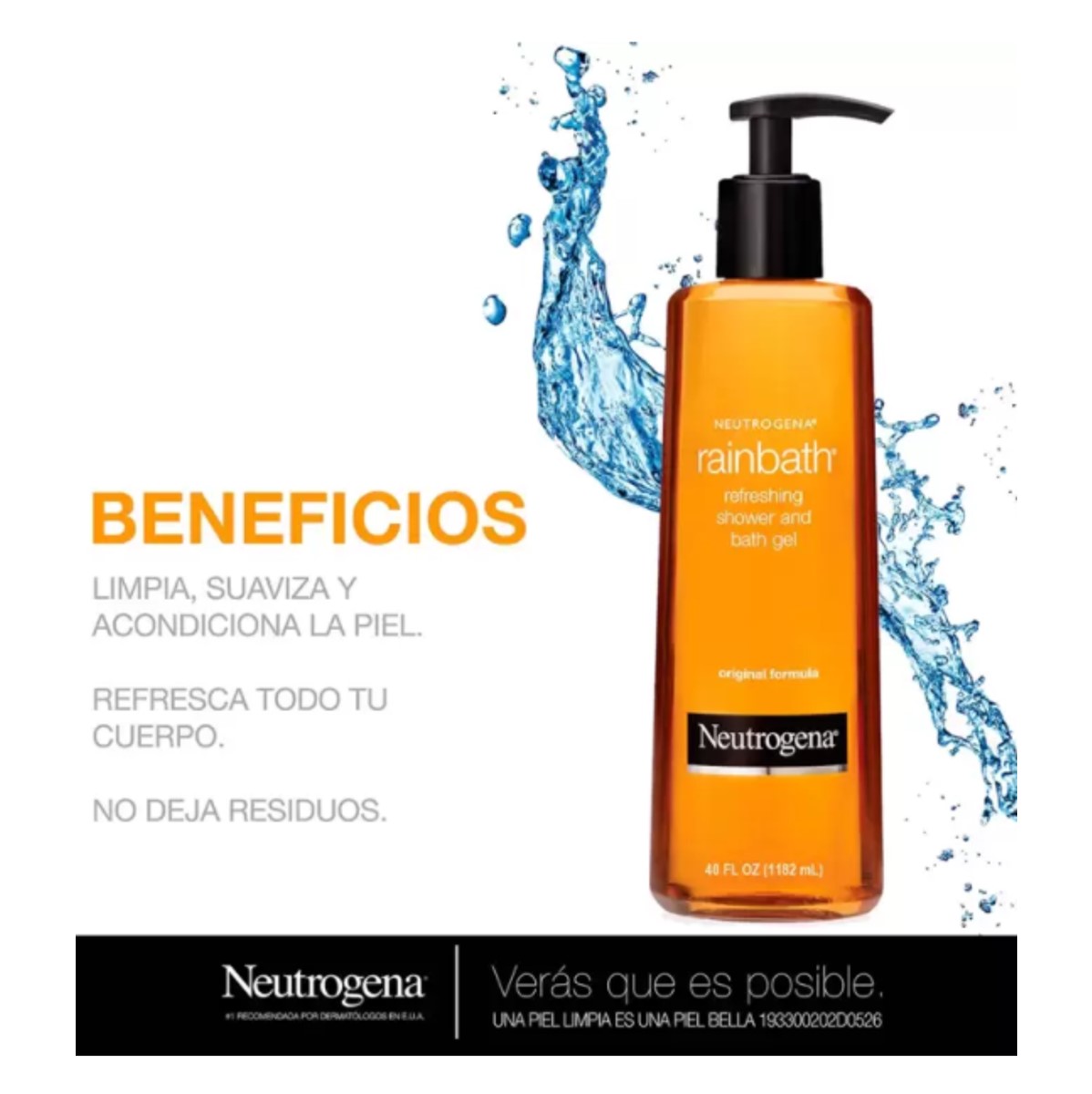 Jabón Corporal Neutrogena Rainbath Liquido De 1.18 L