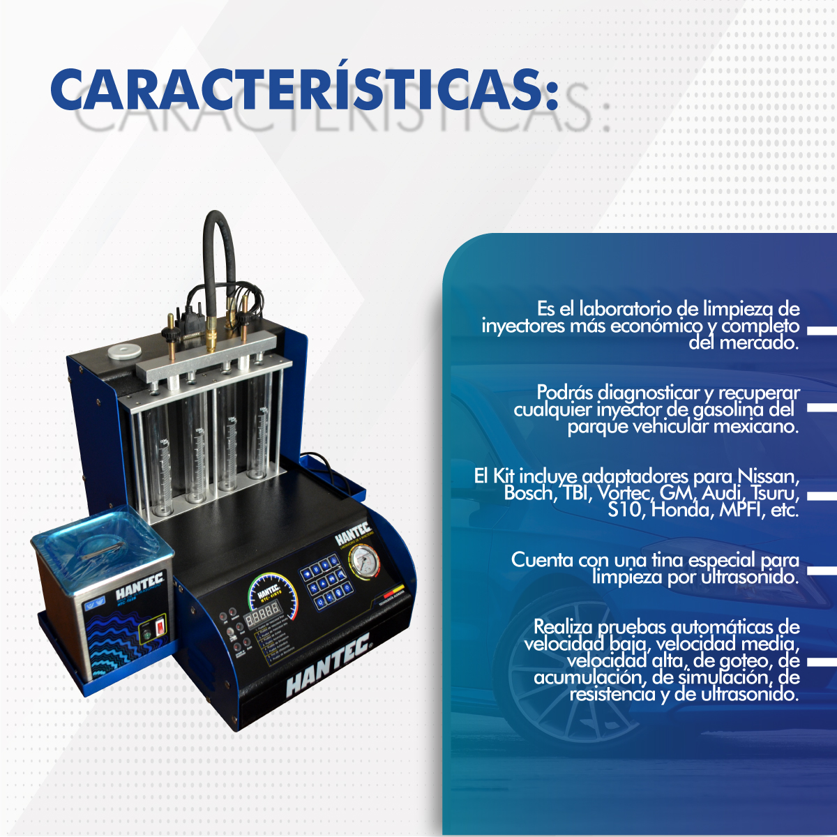 Combo Laboratorio Limpieza 4 Inyectores con Adaptadores y Tina De Ultrasonica