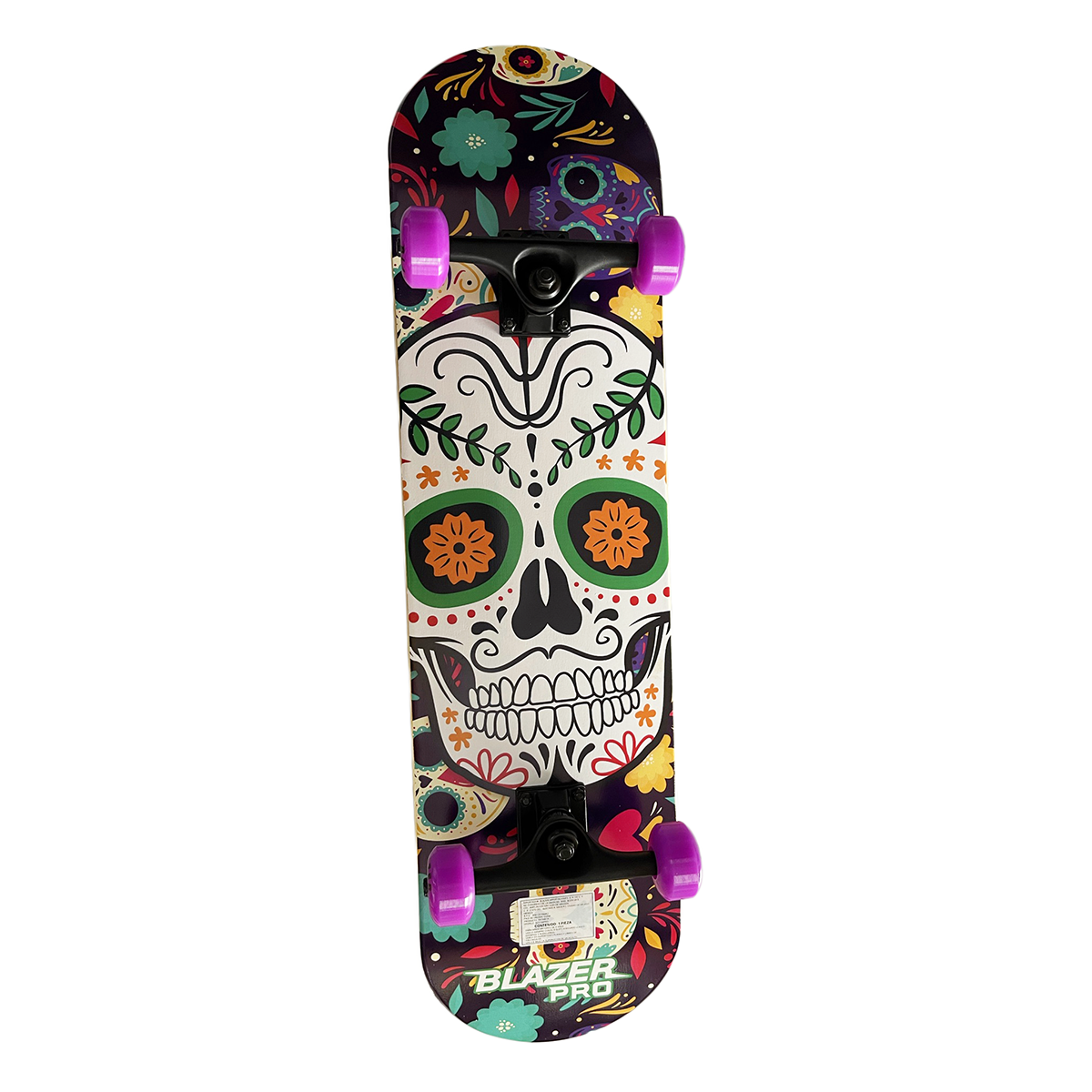 Pro Patineta Calaca Con Lija Negra De Maple Premium