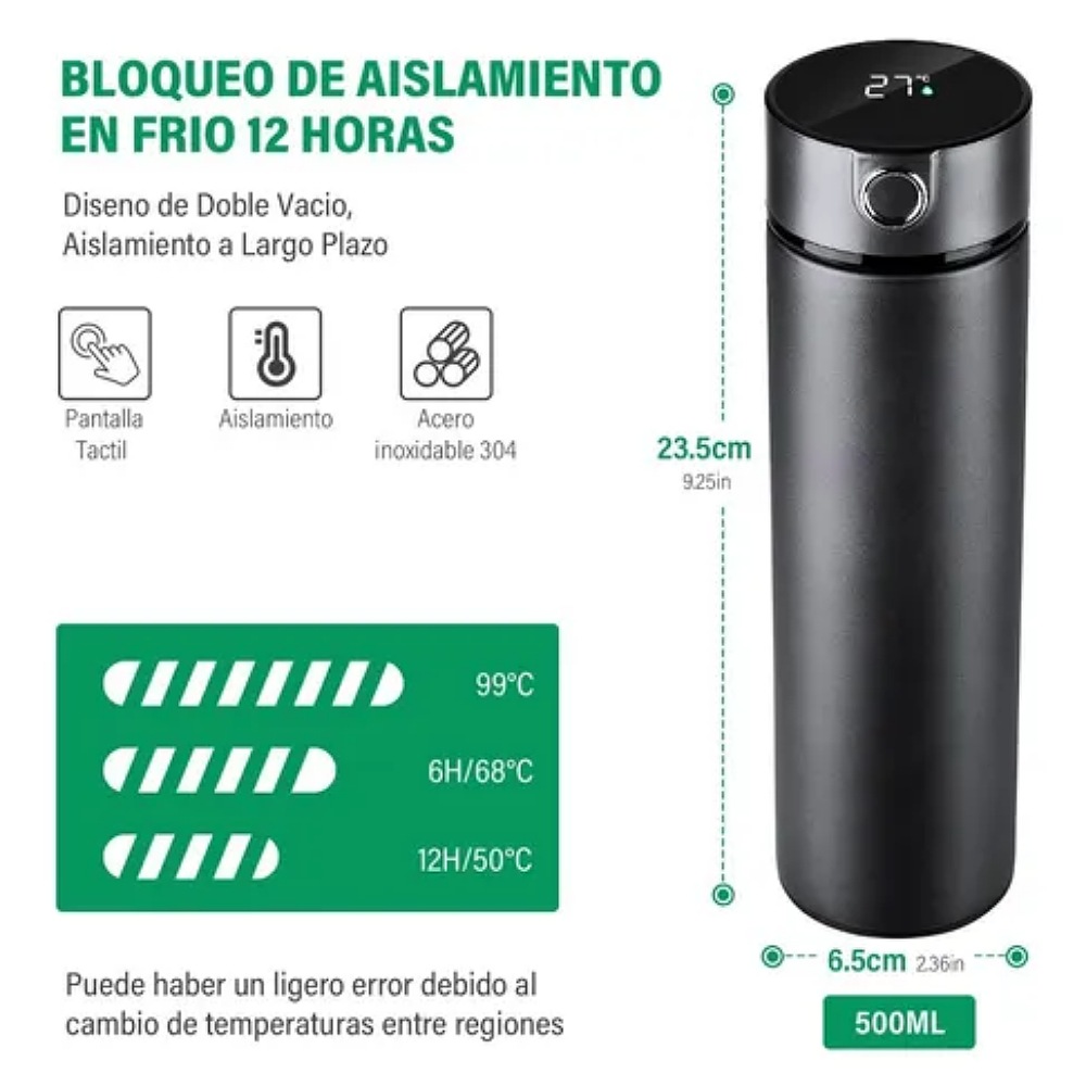 Termo Deportivo Inteligente De Acero Inoxidable 500ml