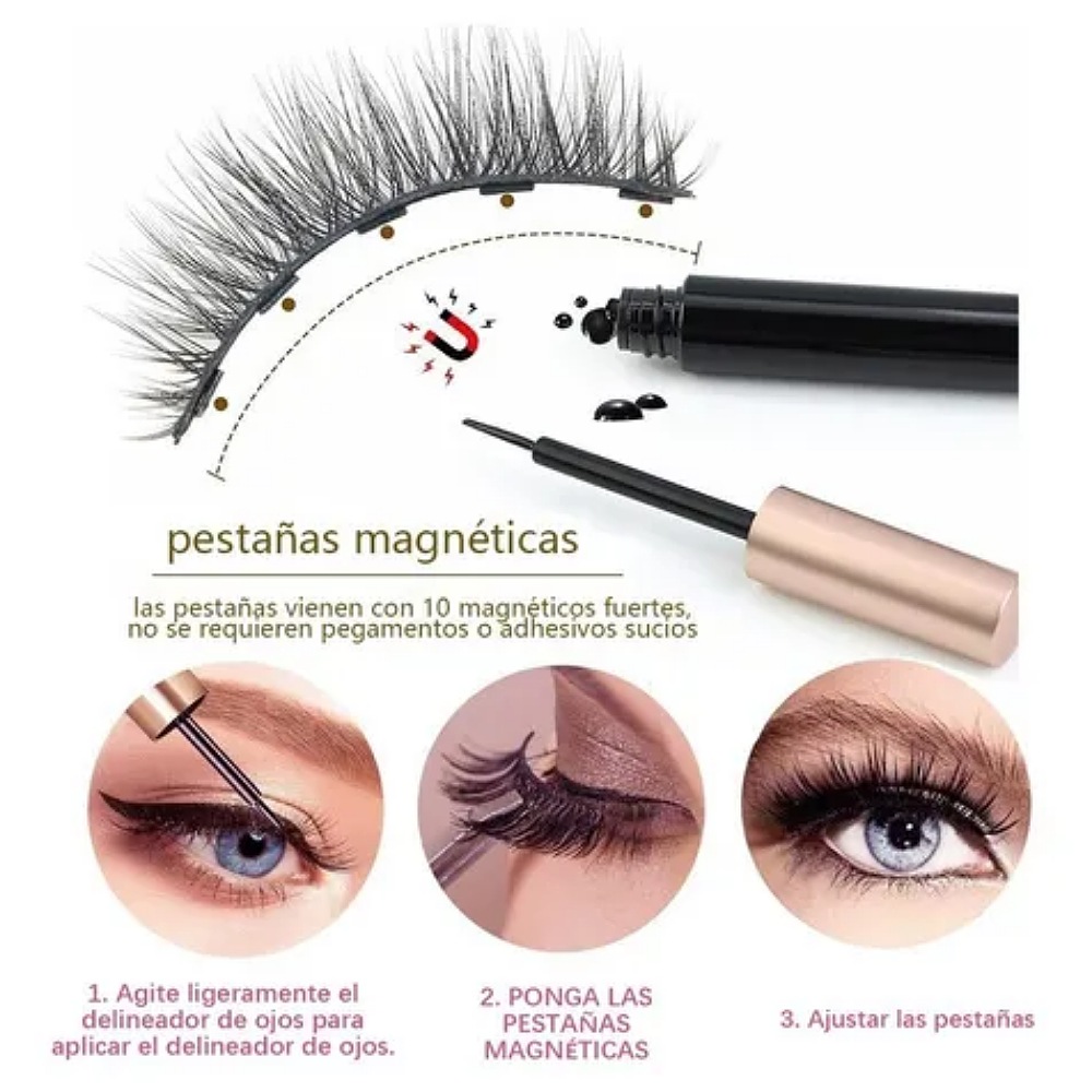 Juego De Pestañas Postizas Magnéticas 3d 10 Pares