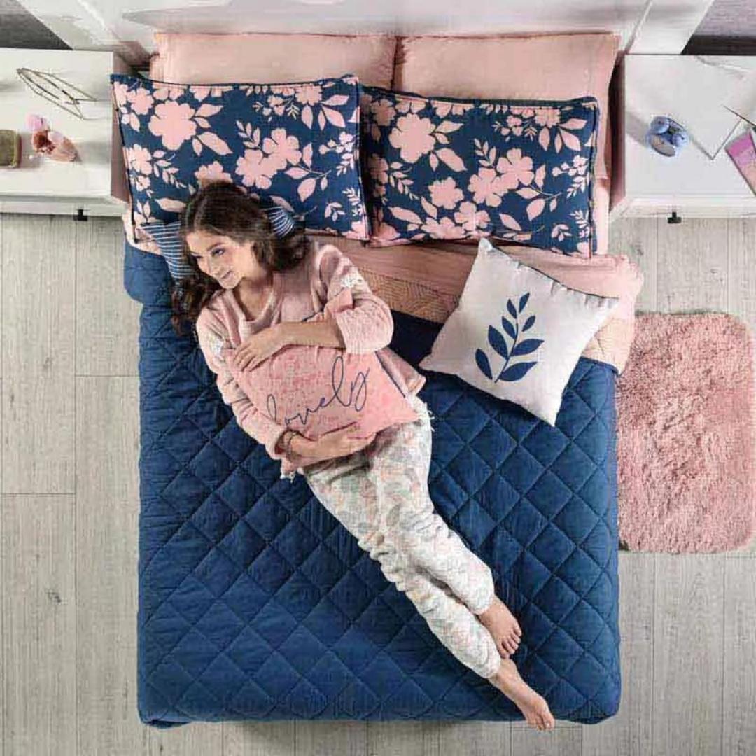 EDREDÓN INDIVIDUAL DOBLE VISTA LIFE AZUL/ROSA