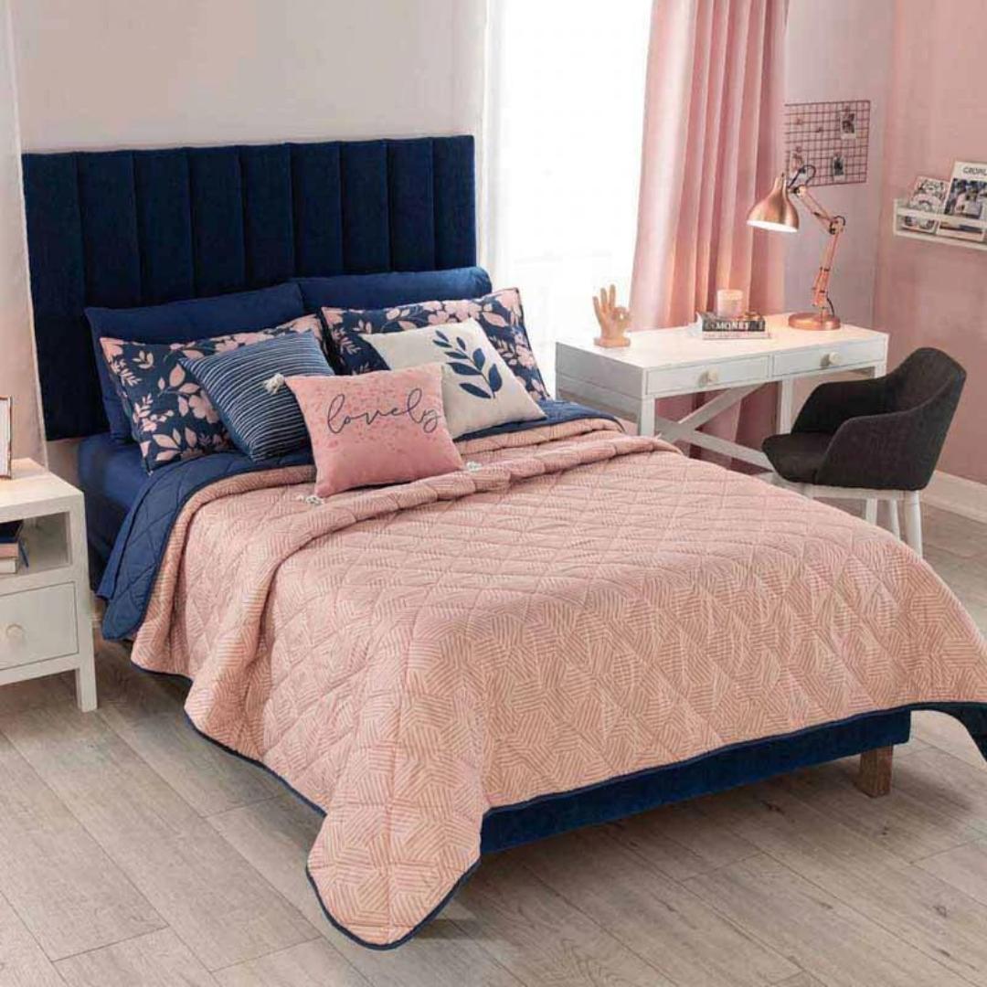 EDREDÓN INDIVIDUAL DOBLE VISTA LIFE AZUL/ROSA