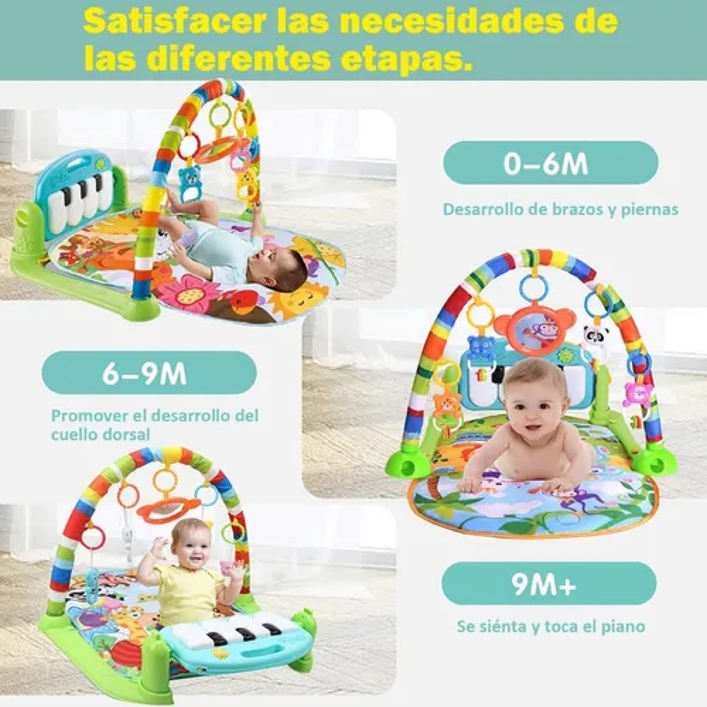 Gimnasio Acolchado Tapete Bebe Alfombra Infantil Con Piano