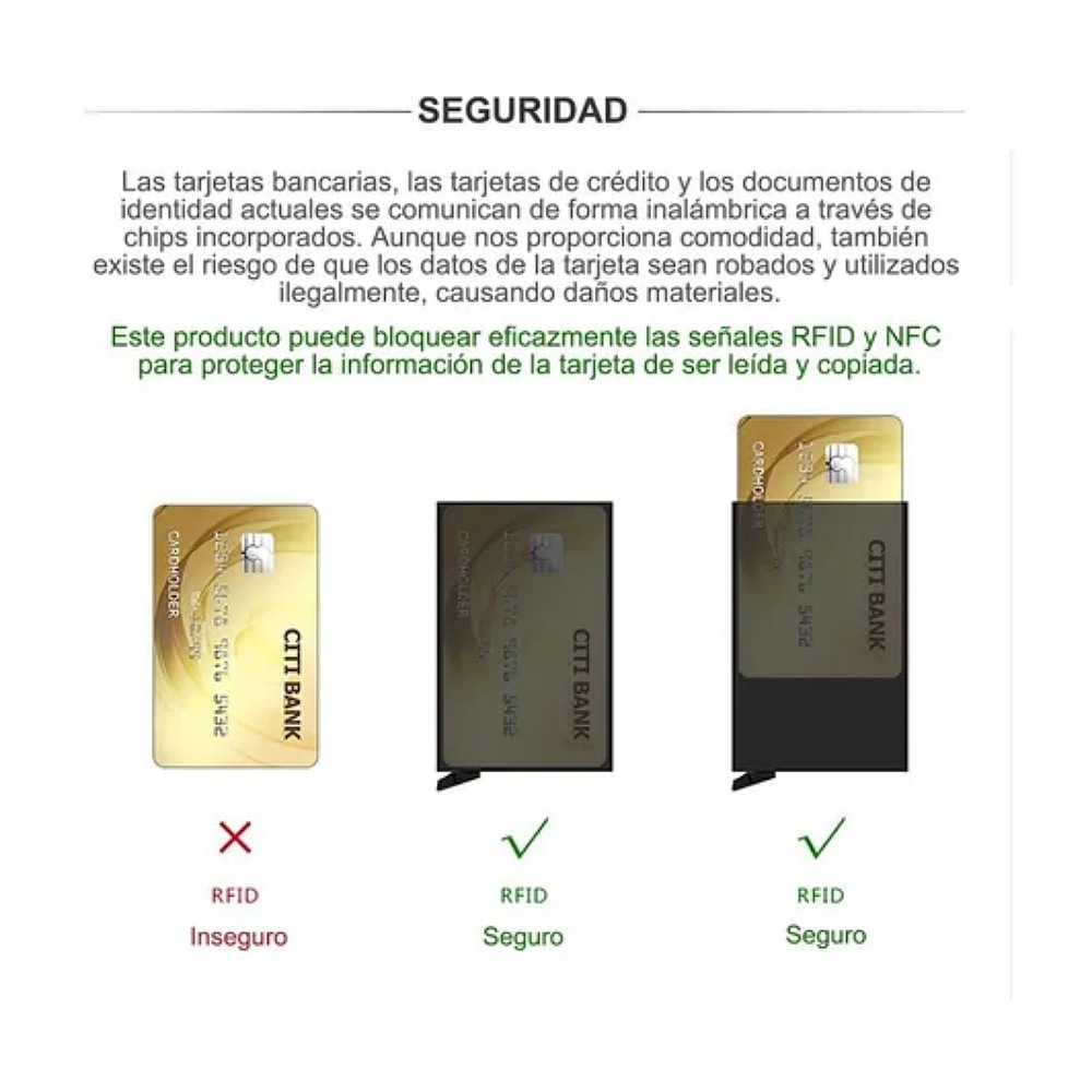 Cartera De Hombre Con Tarjetero De Aluminio Protección Rfid