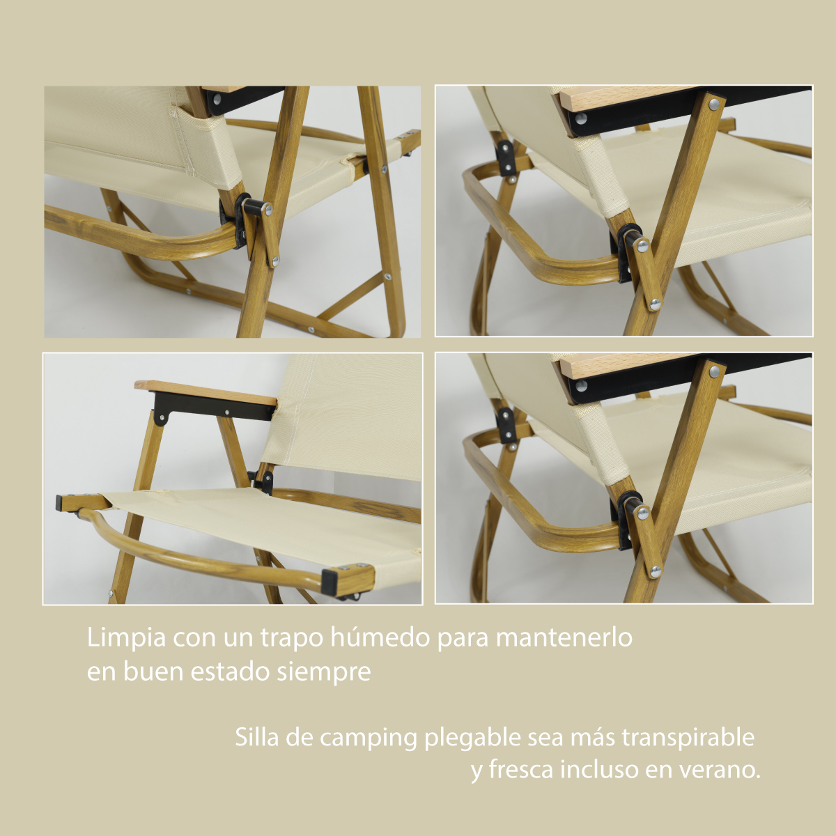 Silla de Mariposa Plegable de Madera, Silla portátil para Exterior Ligera para Camping
