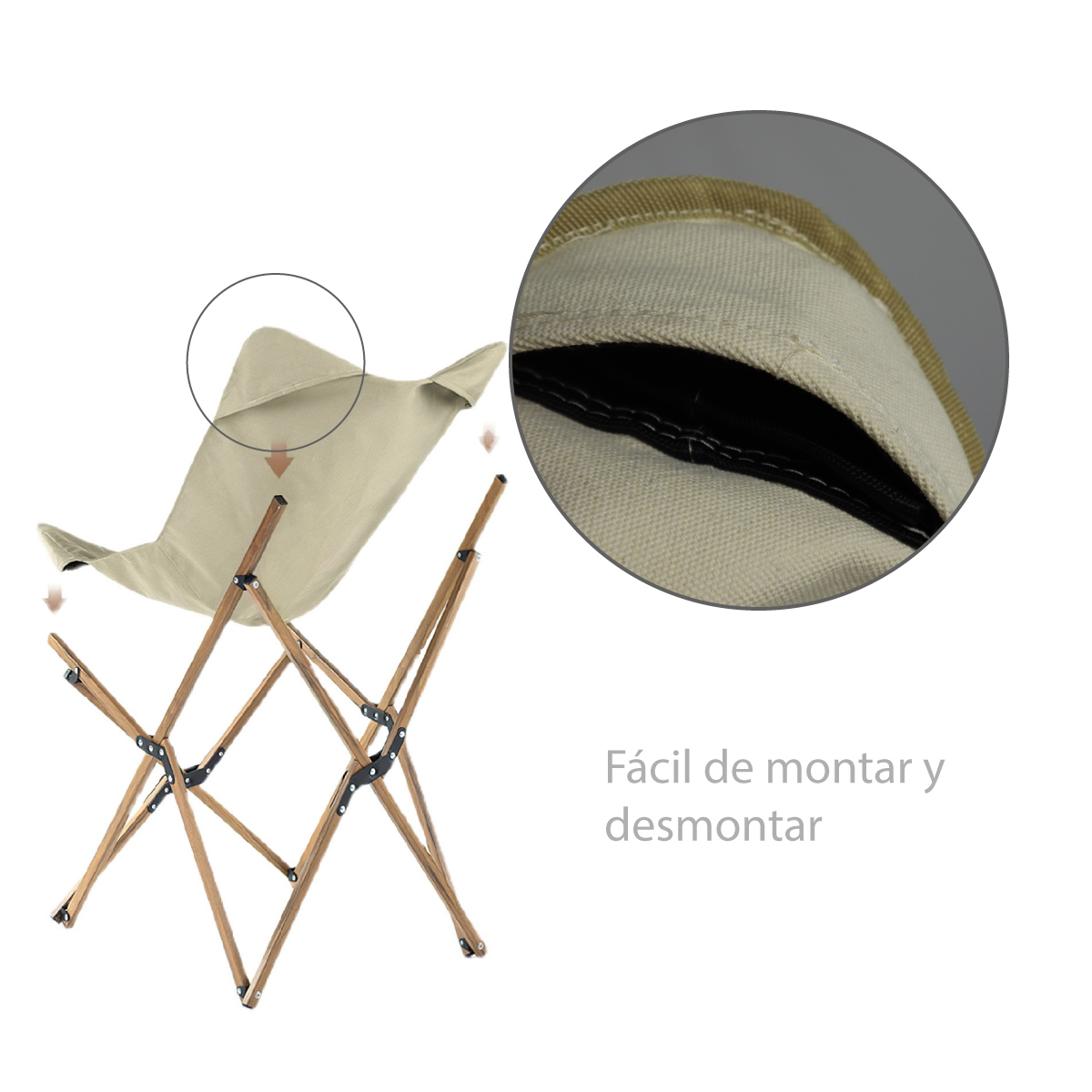 Silla de Mariposa Plegable de Madera, Silla portátil para Exterior Ligera para Camping
