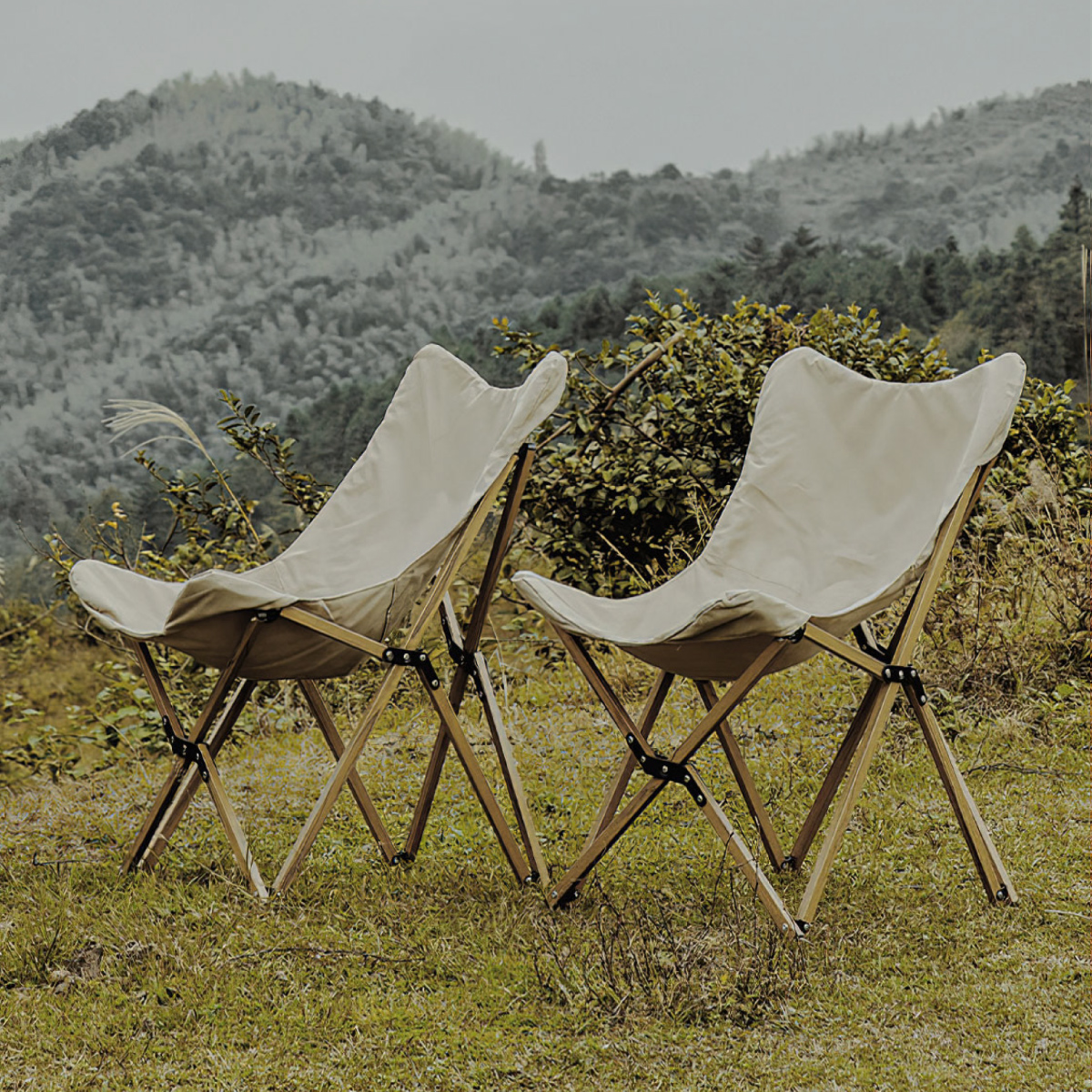 Silla de Mariposa Plegable de Madera, Silla portátil para Exterior Ligera para Camping
