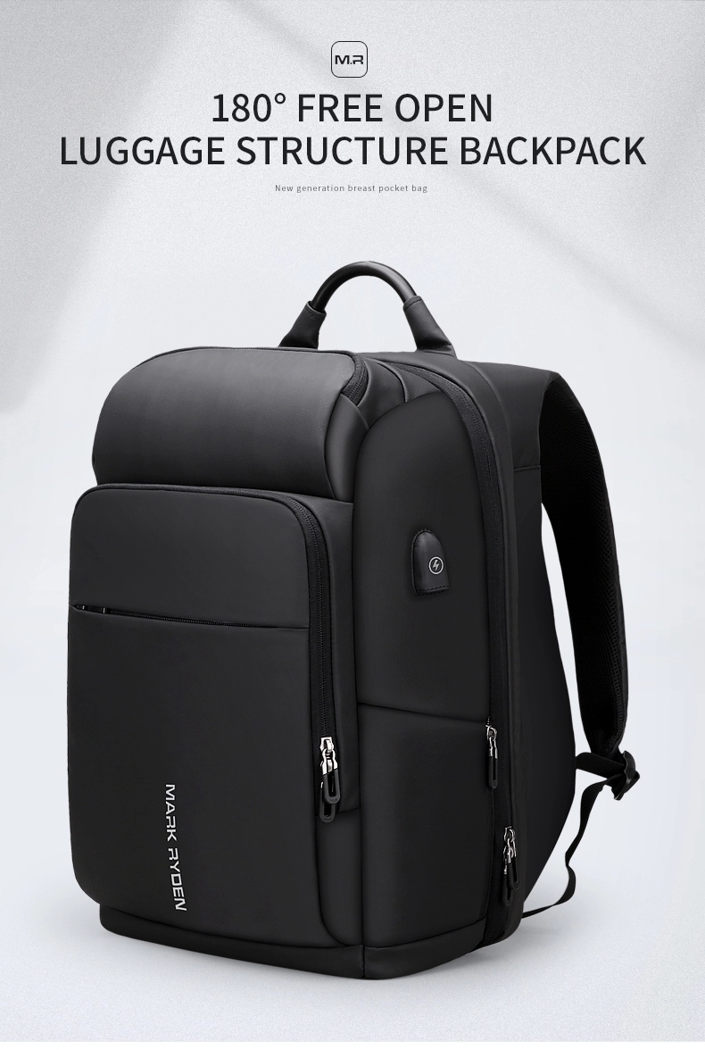  Mochila Inteligente Negocios Viaje, Mark Ryden. Espacio y compartimientos para laptop. Puerto USB Impermeable. Modelo 7080