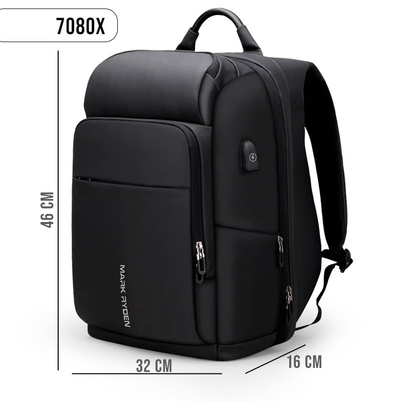  Mochila Inteligente Negocios Viaje, Mark Ryden. Espacio y compartimientos para laptop. Puerto USB Impermeable. Modelo 7080