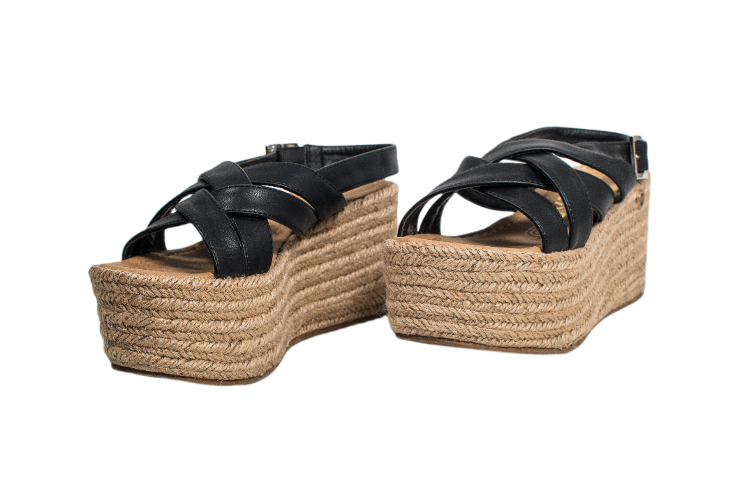 ALPARGATA ARIZONA PLATAFORMA ALTURA 8 CM YUTE NATURAL FORRO NEGRO