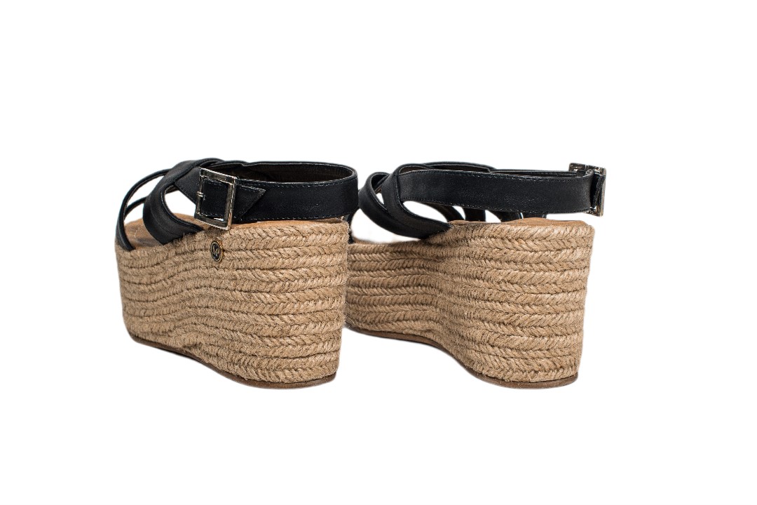 ALPARGATA ARIZONA PLATAFORMA ALTURA 8 CM YUTE NATURAL FORRO NEGRO