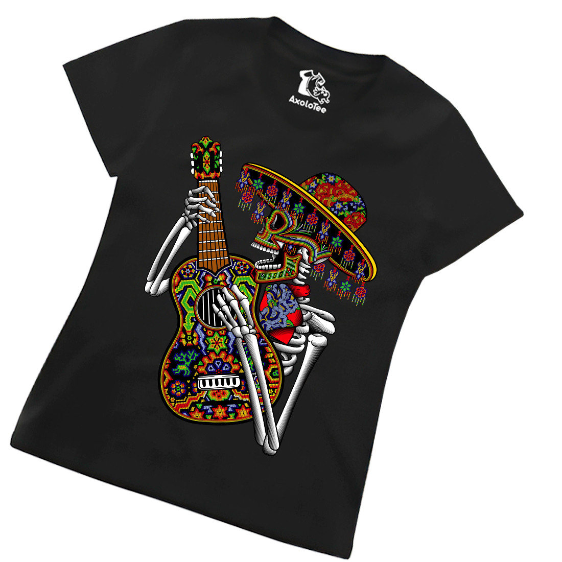 AxoloTee Playera Dama - Guitarrista Huichol