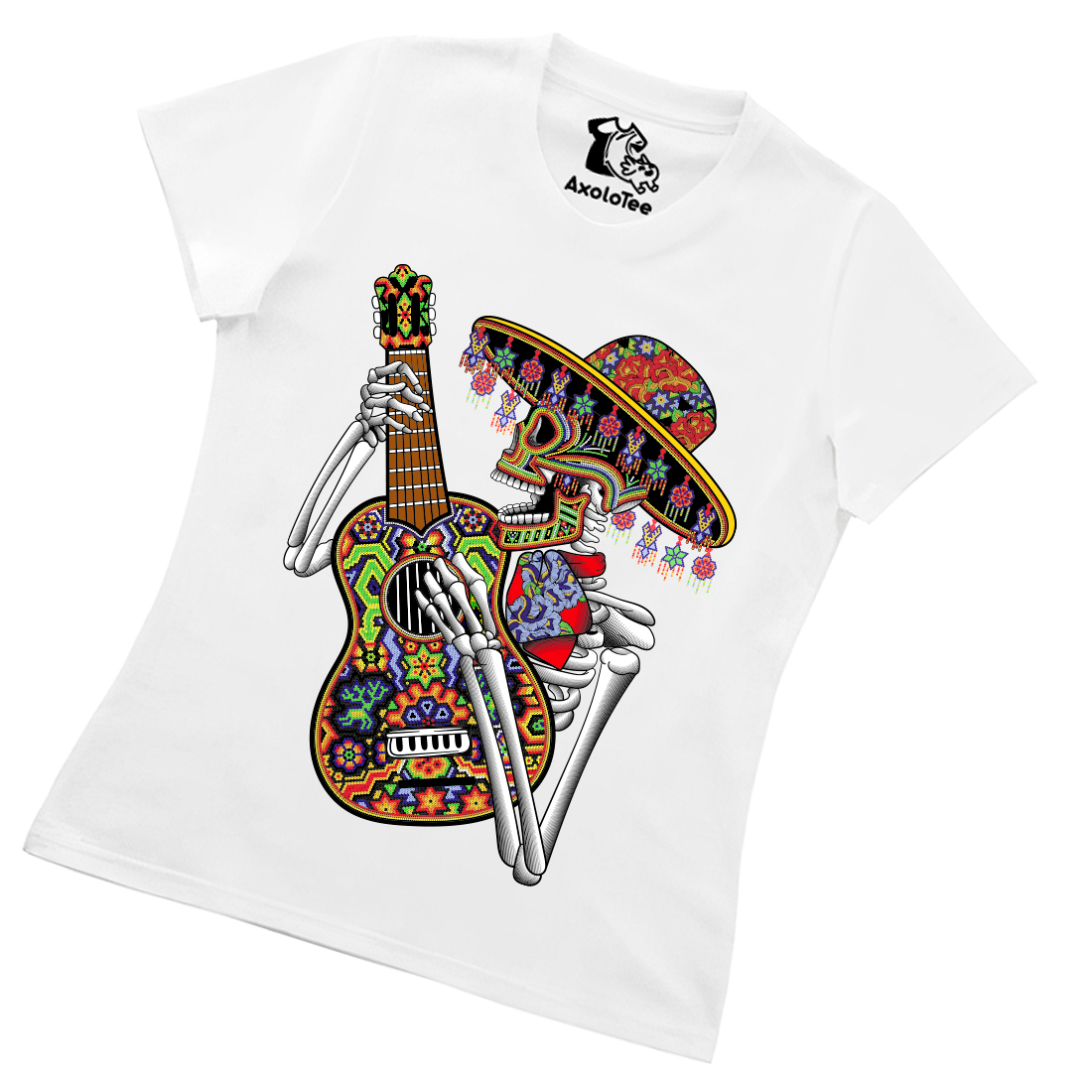 AxoloTee Playera Dama - Guitarrista Huichol